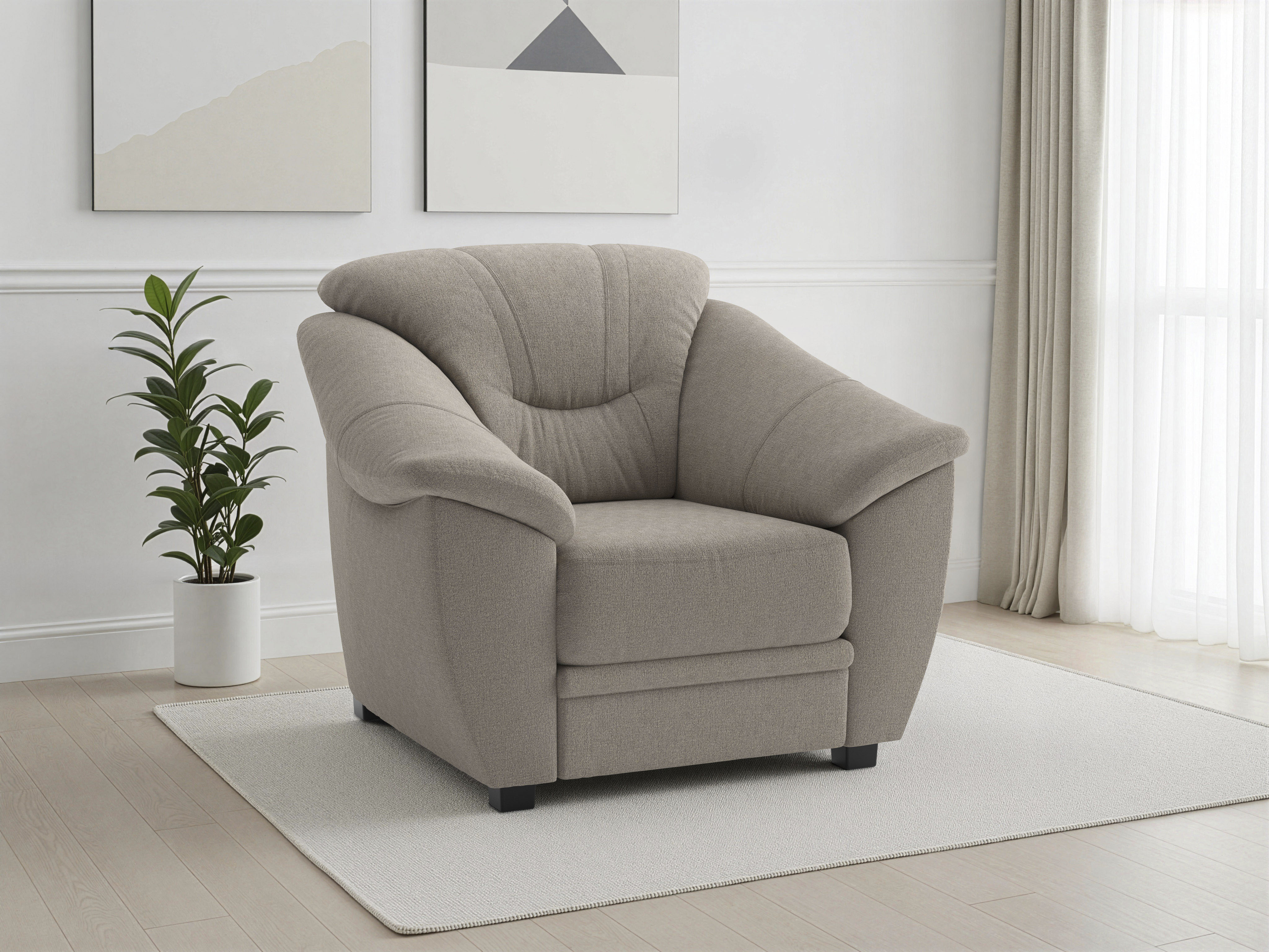sit&more Sessel "Savona, B: 103 cm, Federkern-Polsterung, komfortable Sitzhöhe 46 cm" Bequeme Armlehnen, Ziernähte, frei im Raum stellbar, zeitloses Design
