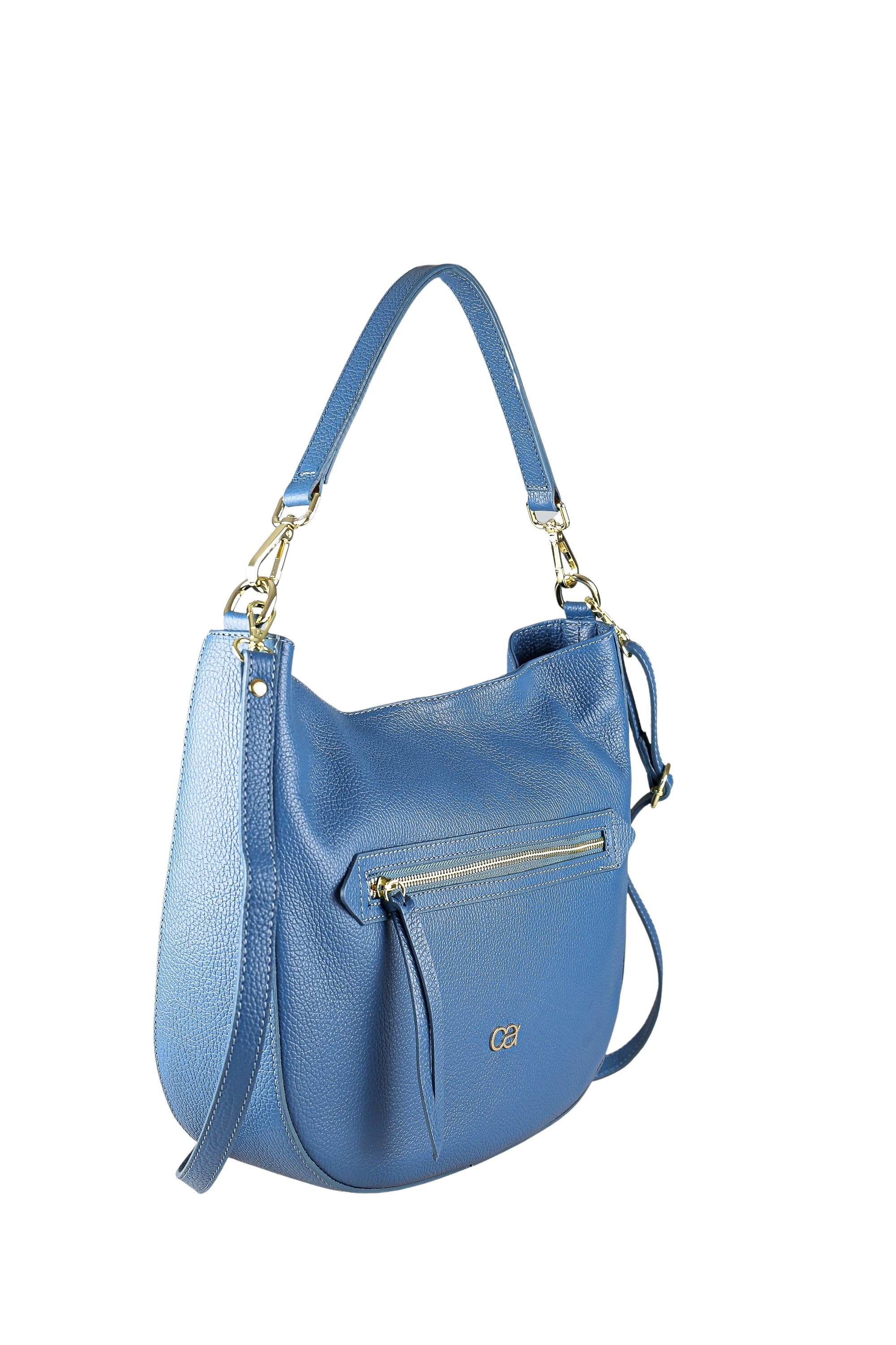 Schultertasche "Summer", Damen, Gr. B/H/T: 32cm x 28cm x 10cm onesize, blau, Leder, COLLEZIONE ALESSANDRO, Taschen Schultertasche, aus italienischem Leder 2