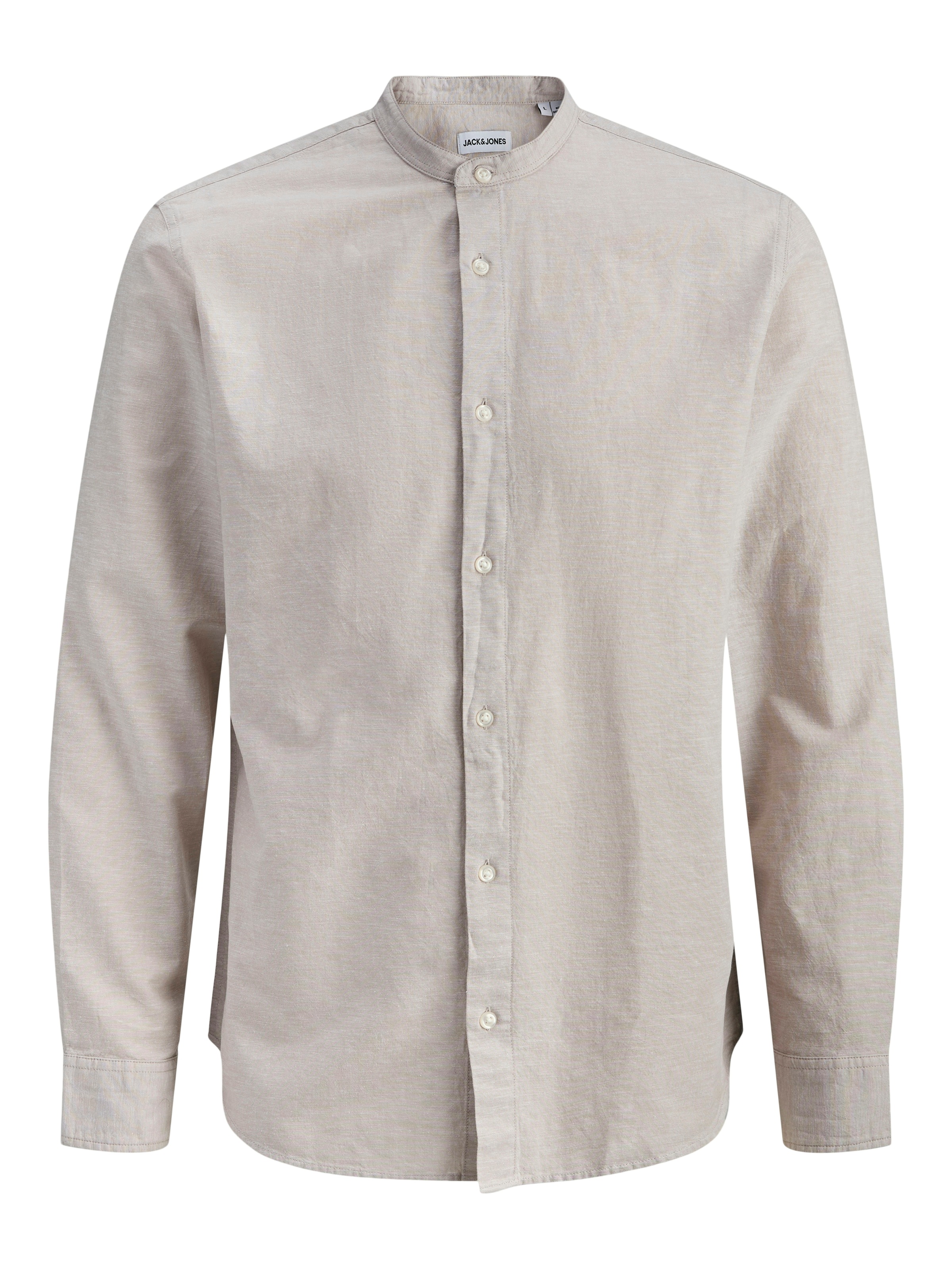 Jack & Jones PlusSize Langarmhemd »JJEBREEZE LINEN BLEND BAND SHIRT L PLS« mit Stehkragen