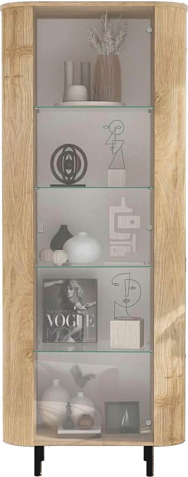 Thumbnail - Home affaire Vitrine "Murano, Standvitrine H 200 cm, B 80 cm, 1 Tür, Vitrinenschrank" Formgebogenes MDF, Stirnseiten mit...
