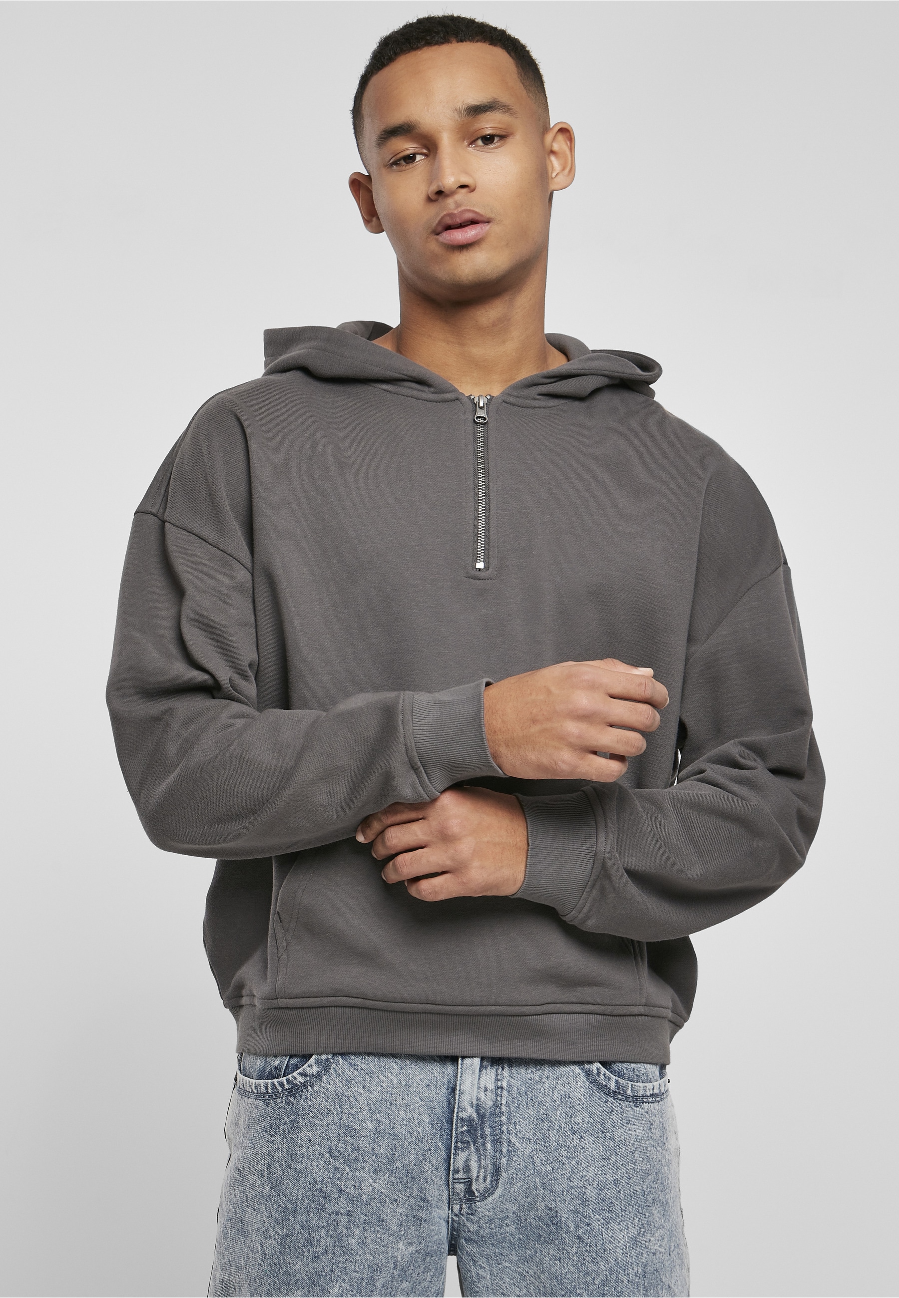 URBAN CLASSICS Kapuzenpullover »Urban Classics Herren Boxy Zip Hoody« 1 Stk.