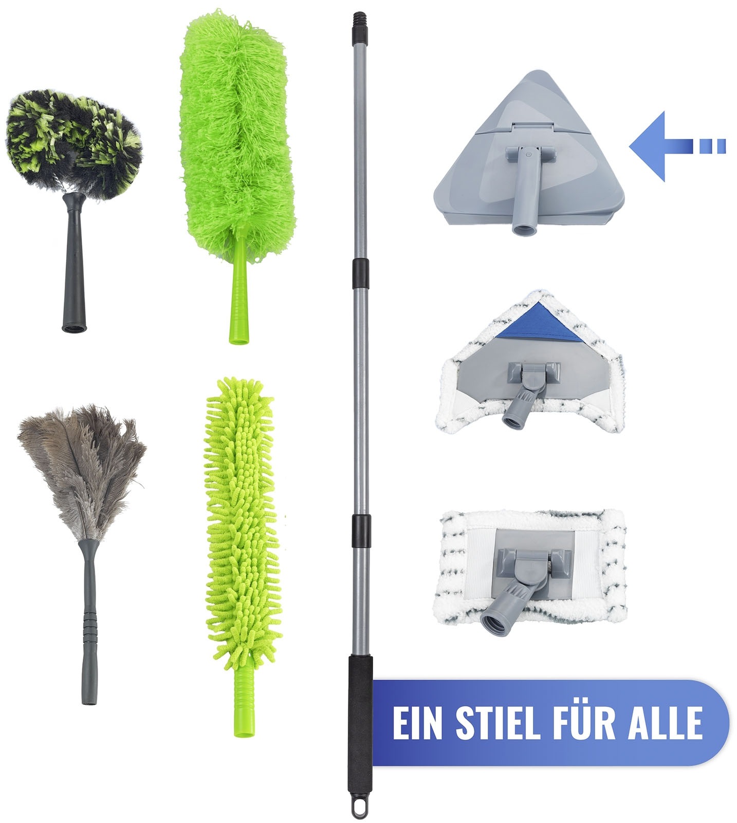 Thumbnail - Maximex Bodenwischer-Set "Triangel-Wischer mit Teleskopstiel" 360 Duo-Knickgelenk, Mikrofaser-Bezug, reinigt nur mit Was...