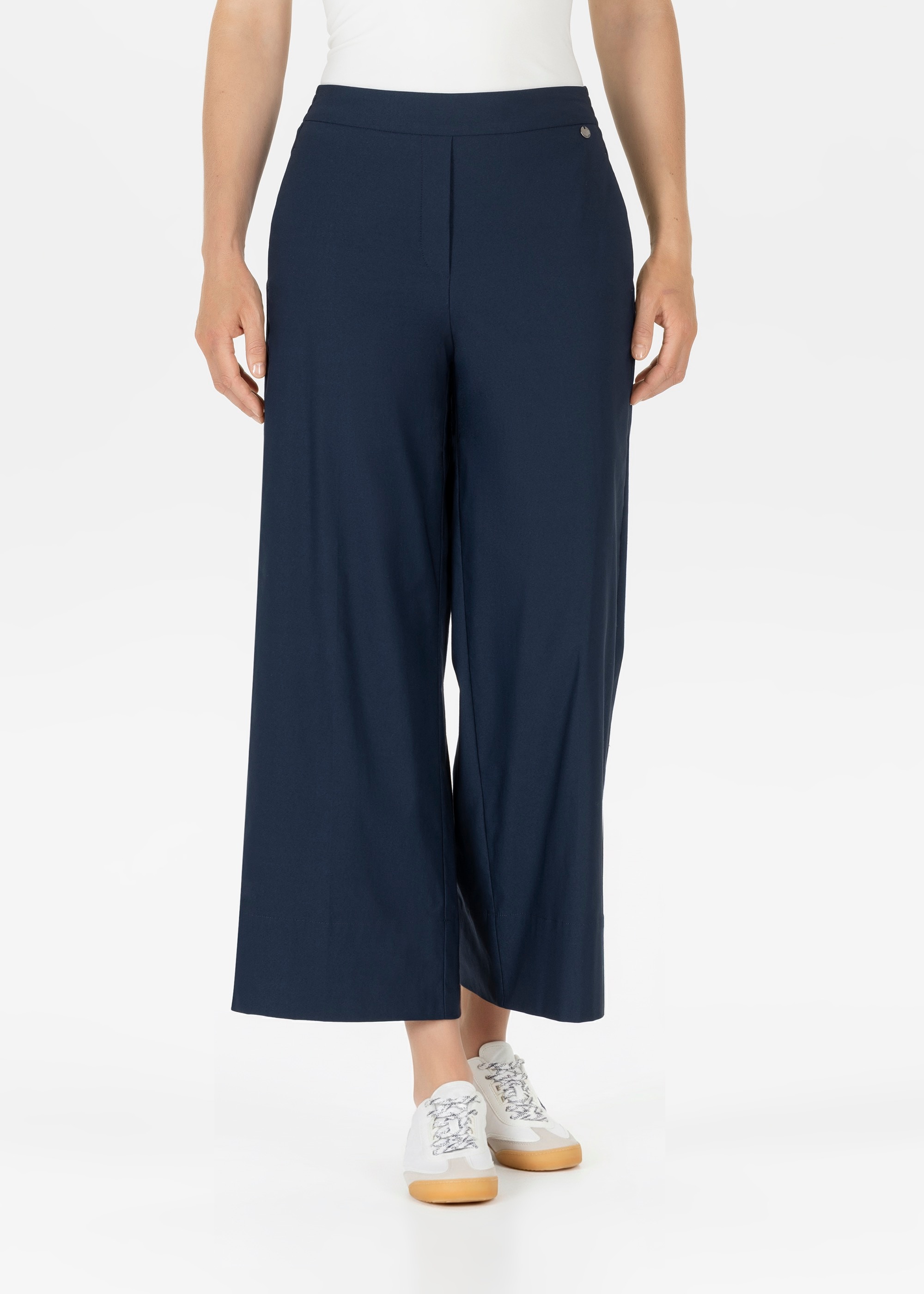 Stoffhose STEHMANN "Fabienne3-700", Damen, Gr. 48, N-Gr, marine, Web, Obermaterial: 65% Baumwolle, 31% Polyamid, 4% Elasthan, unifarben, normal 7/8-Länge, Hosen Stoffhose, 7/8-Hose mit Stretch