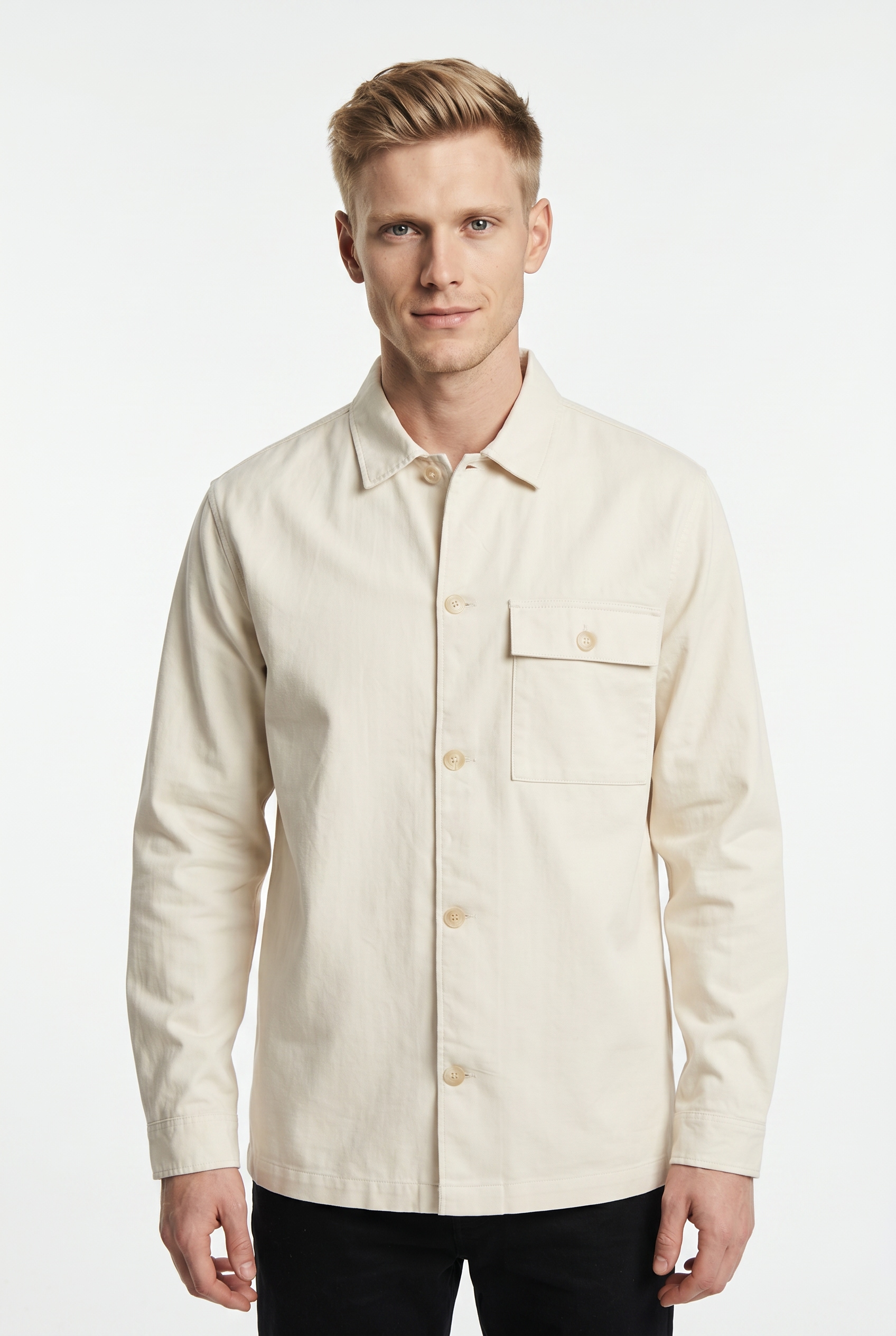 Jack & Jones Langarmhemd "JPRBLATYLER HERRINGBONE L/S OVERSHIRT" mit Brust Tasche