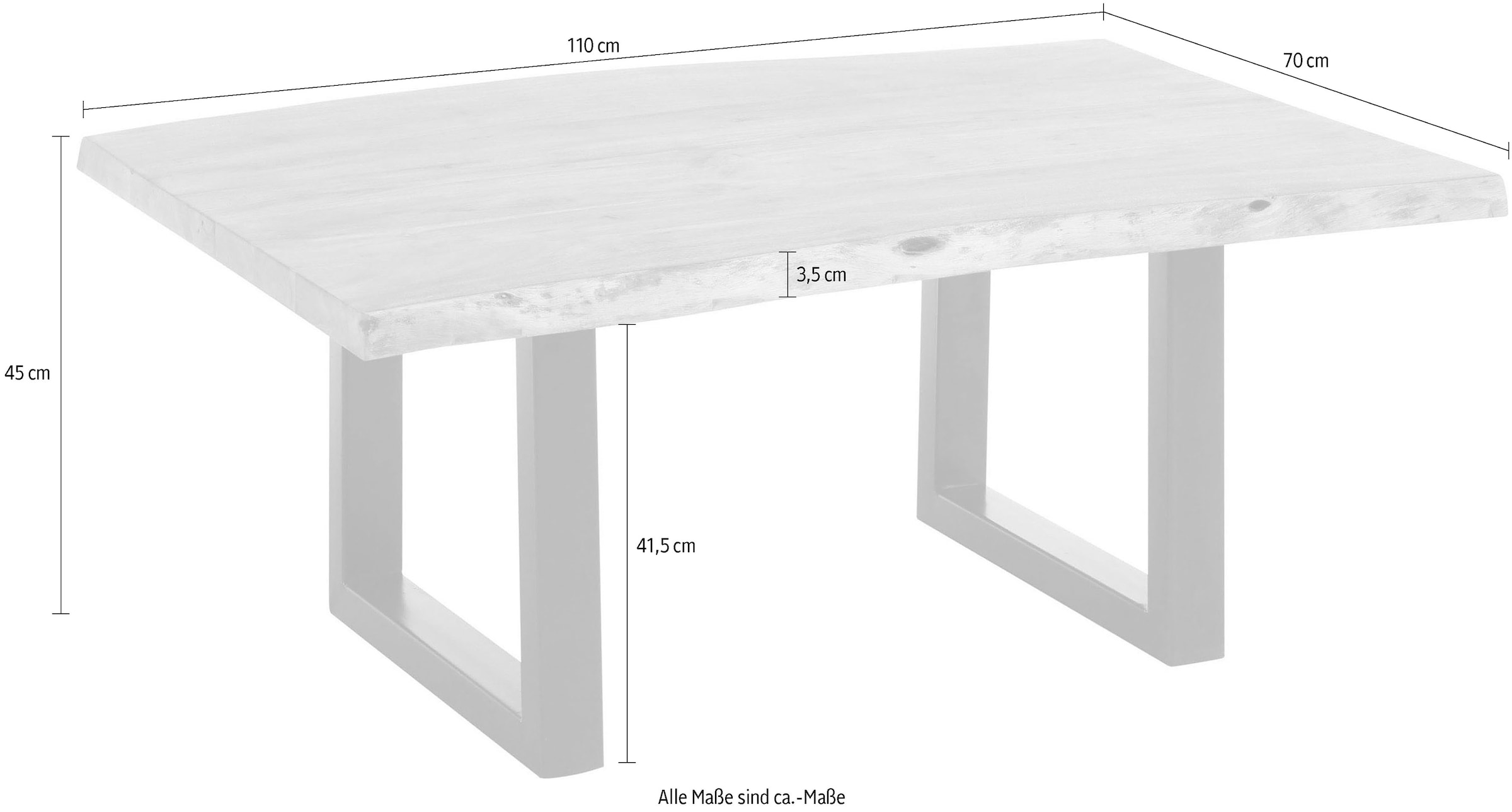 Stolkom Couchtisch »India«, Massivholz mit Baumkante