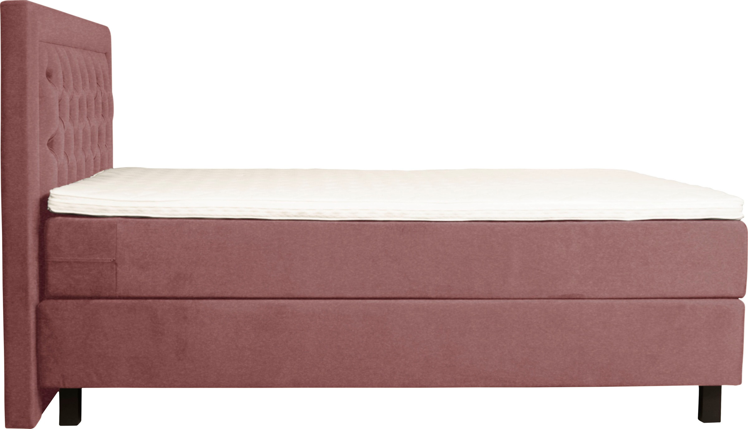Boxspringbett HOME AFFAIRE "Jeanne", rosa (rosé), B:161cm L:208cm, 100% Polyester, Komplettbetten, Boxspringbett, inkl. Topper mit Taschen-Federkernmatratze 3