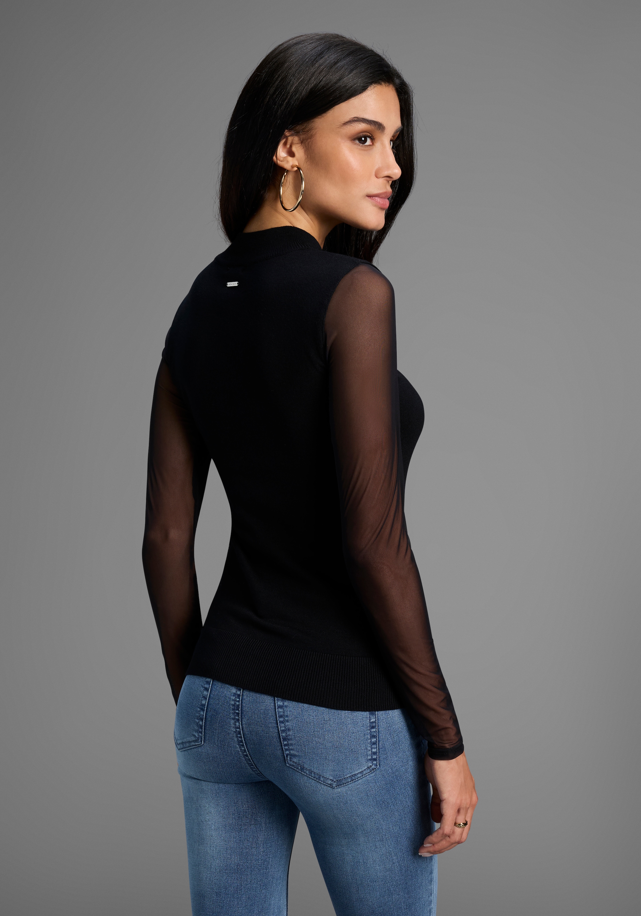 Laura Scott Stehkragenpullover, in enger Passform mit Mesh - NEUE KOLLEKTION