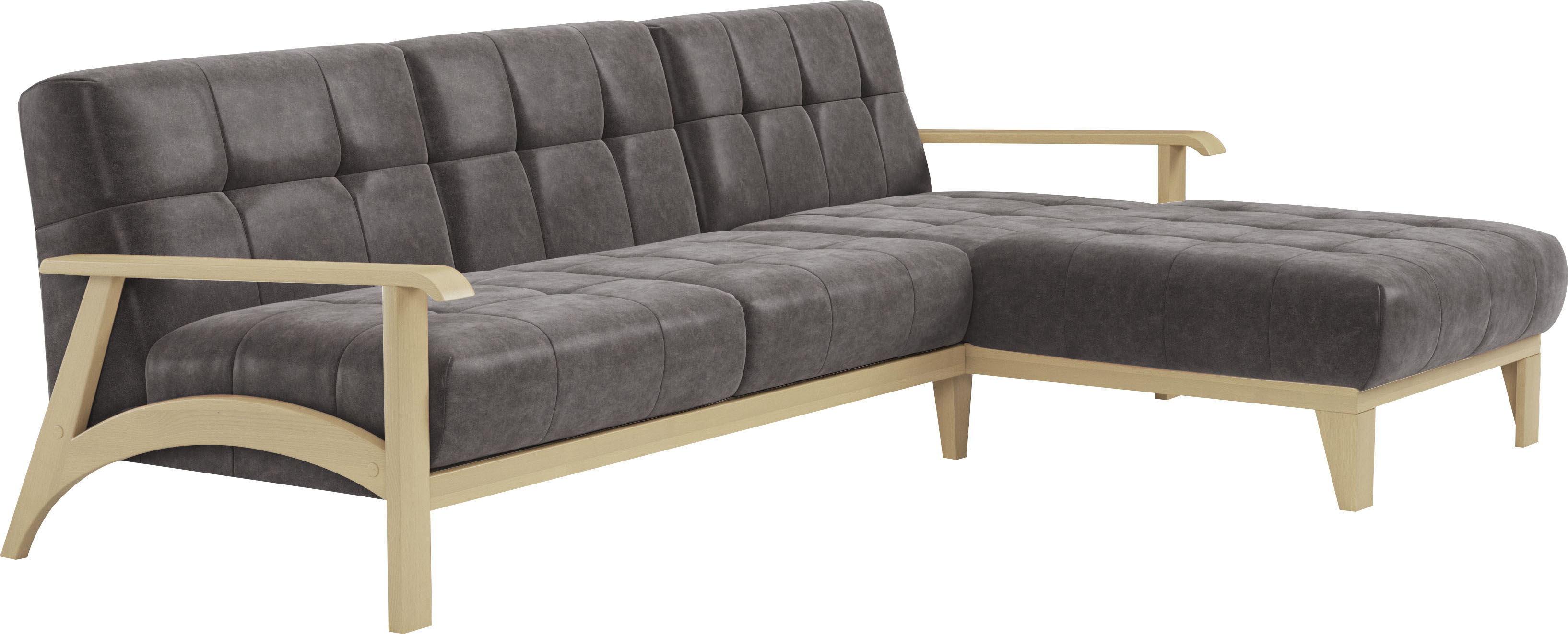Thumbnail - sit&more Ecksofa "Billund L-Form", Armlehnen aus Buchenholz in natur, verschiedene Bezüge und Farben
