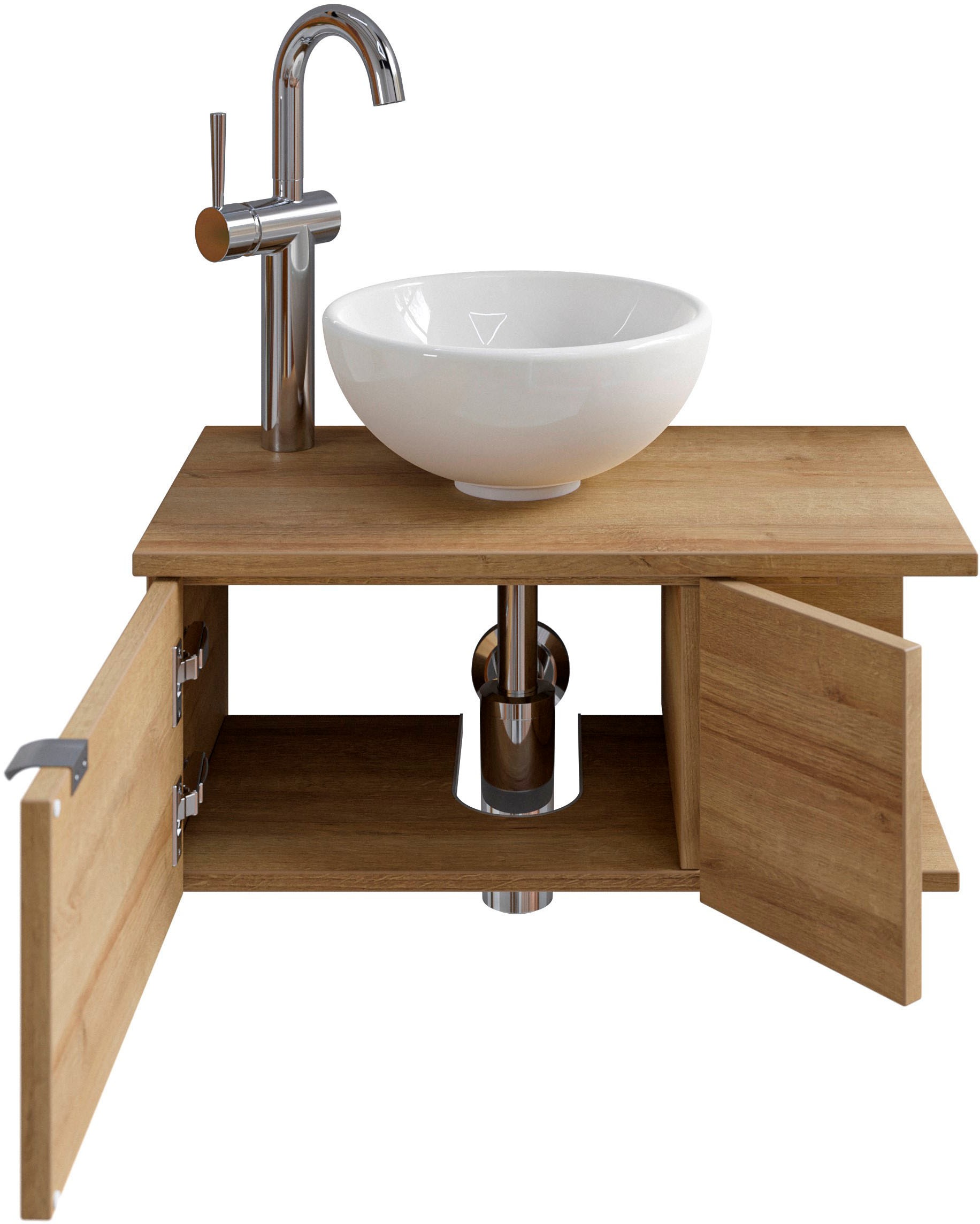 Saphir Badmöbel-Set »Serie 6915«, (4 St.), Gäste-Bad, 70 cm breit, mit LED-Spiegel, offenem Fach und 2 Türen