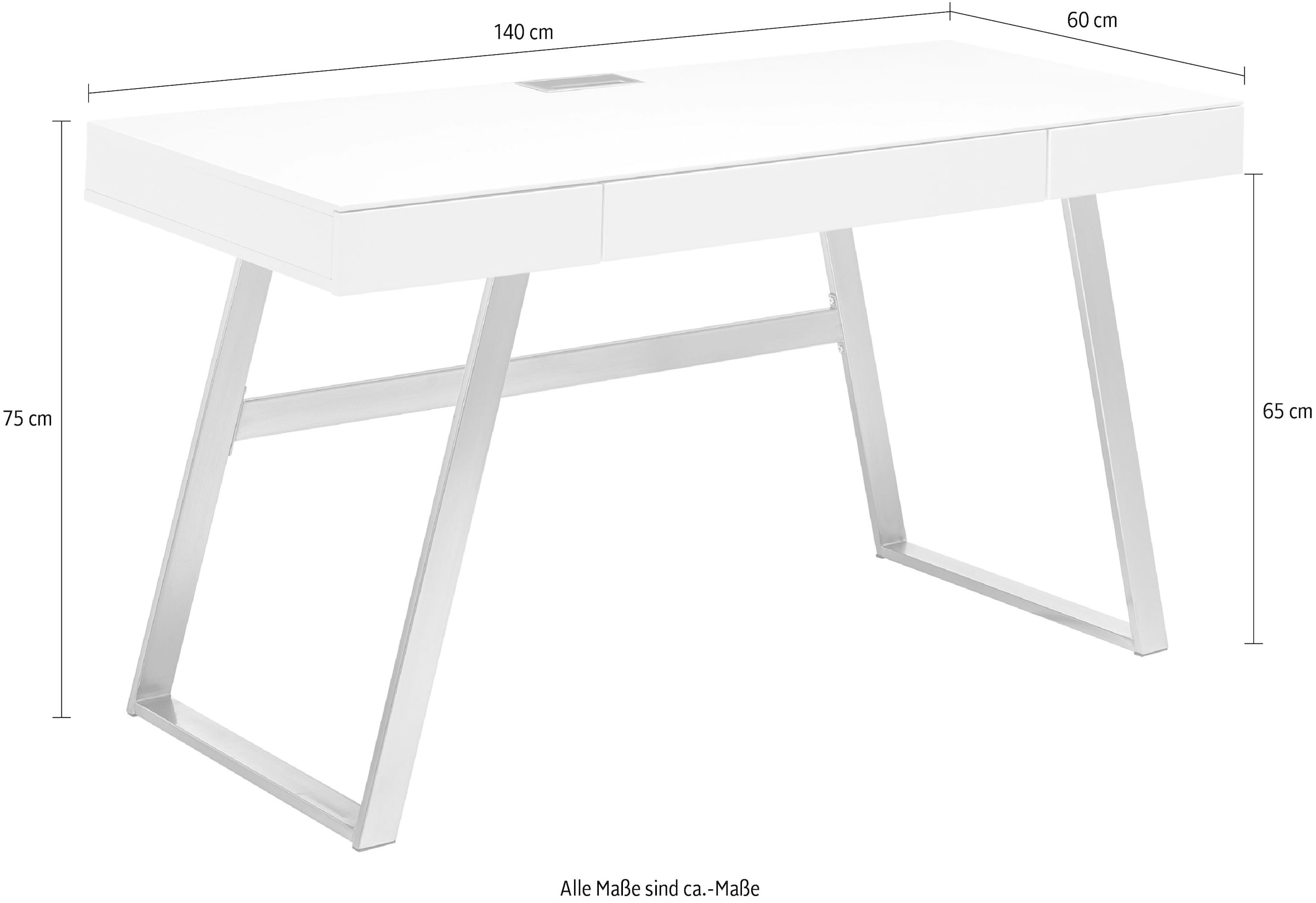 MCA furniture Schreibtisch »Aspen«, weiß matt,Schubladen mit push to open, Breite 140 cm