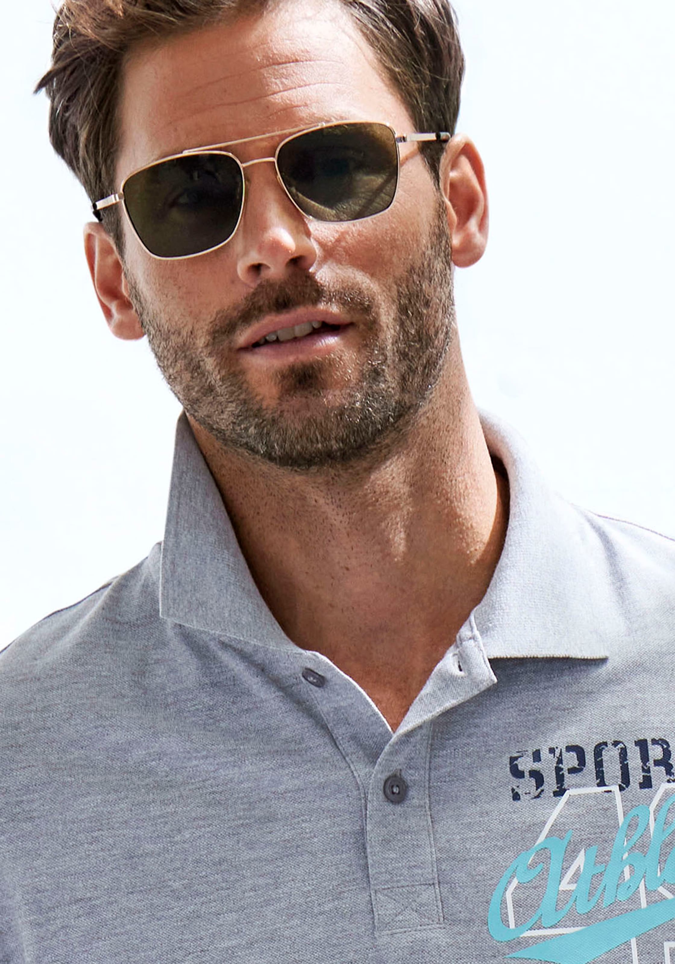 John Devin Poloshirt, mit großem Druck vorn aus Baumwoll-Piqué
