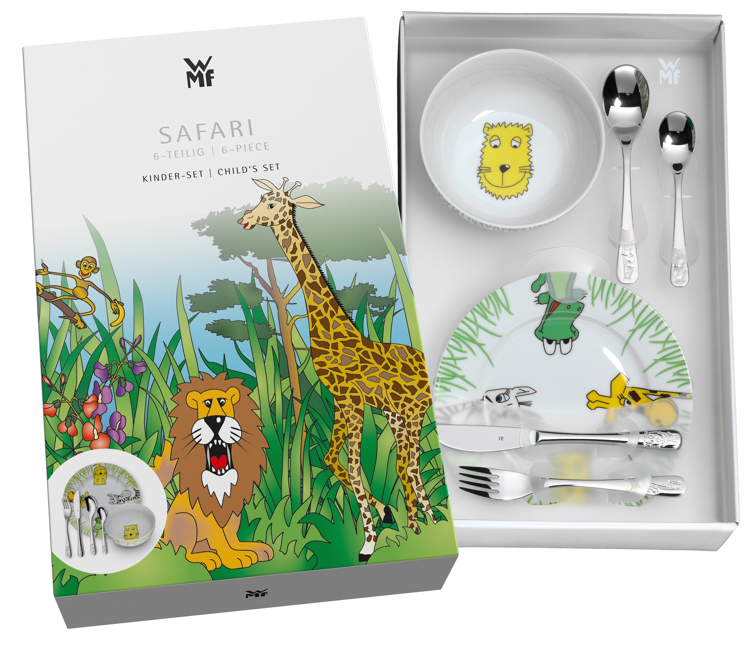 WMF Kindergeschirr-Set »Safari«, (Set, 6 tlg.), ab 3 Jahren, spülmaschinengeeignet, farb- und lebensmittelecht