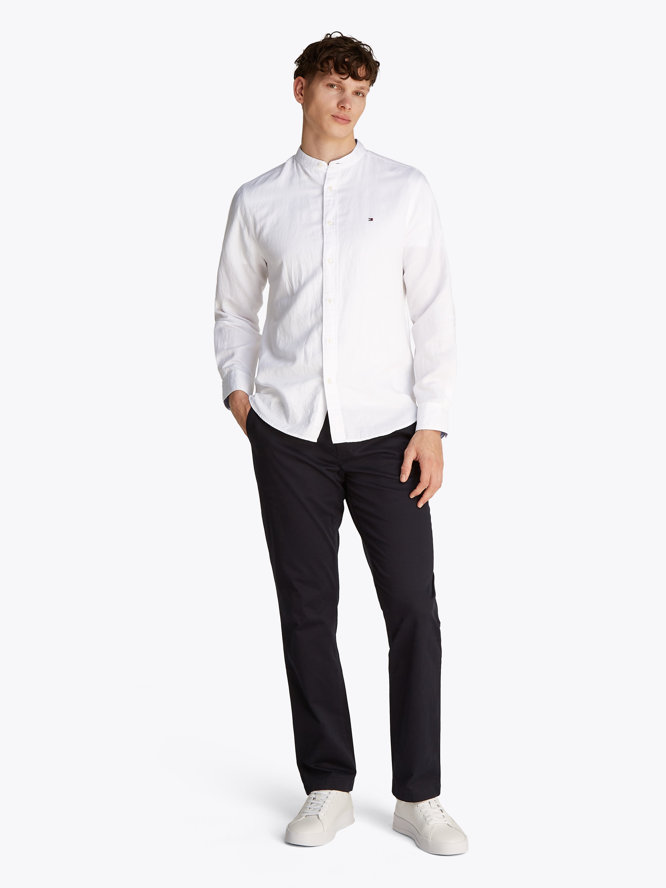 Thumbnail - Tommy Hilfiger Langarmhemd "LINEN BLEND MAO COLLAR SHIRT"