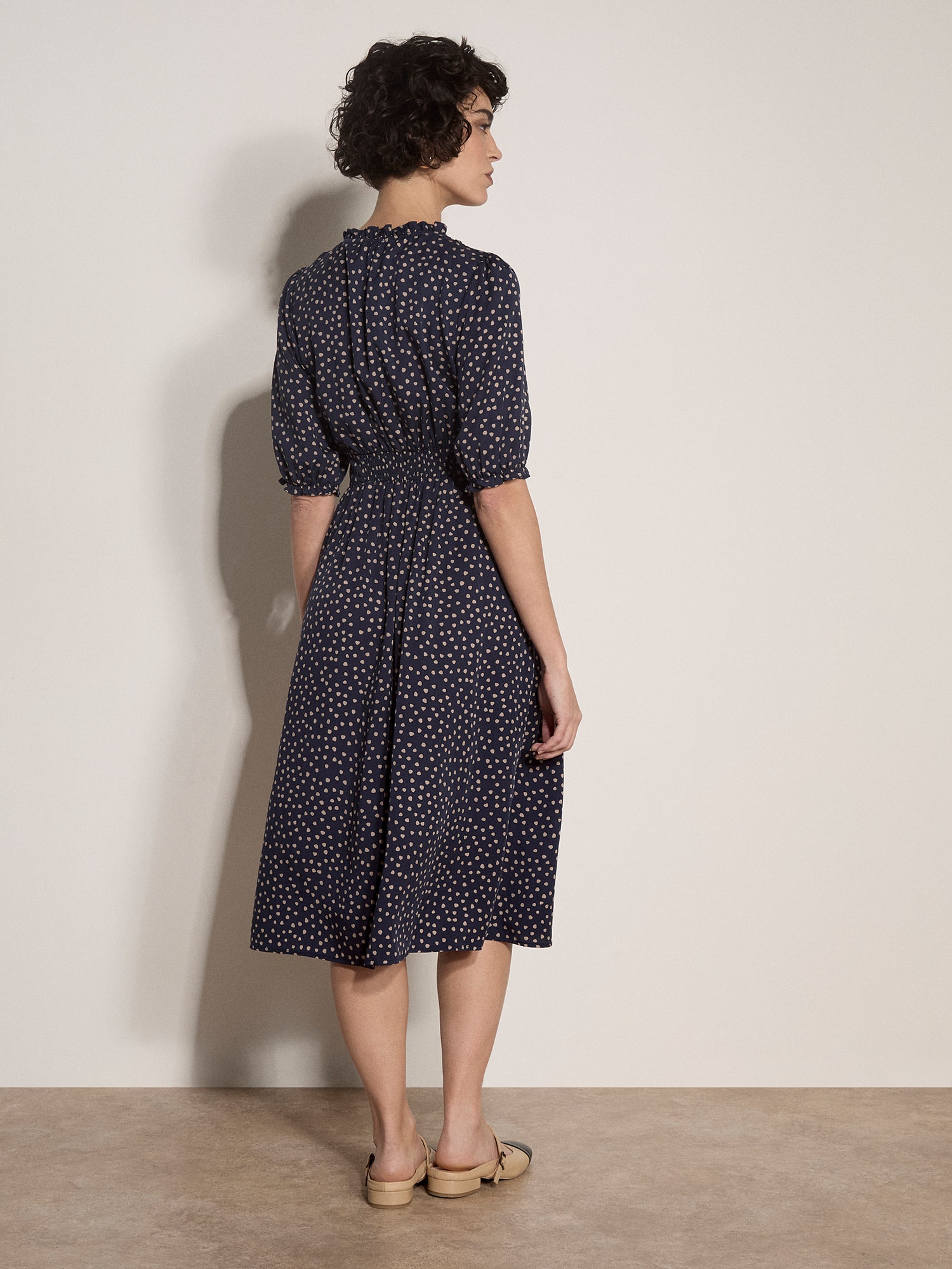 Apricot Midikleid »Polka-Dot Rüschenkleid« Gemustert