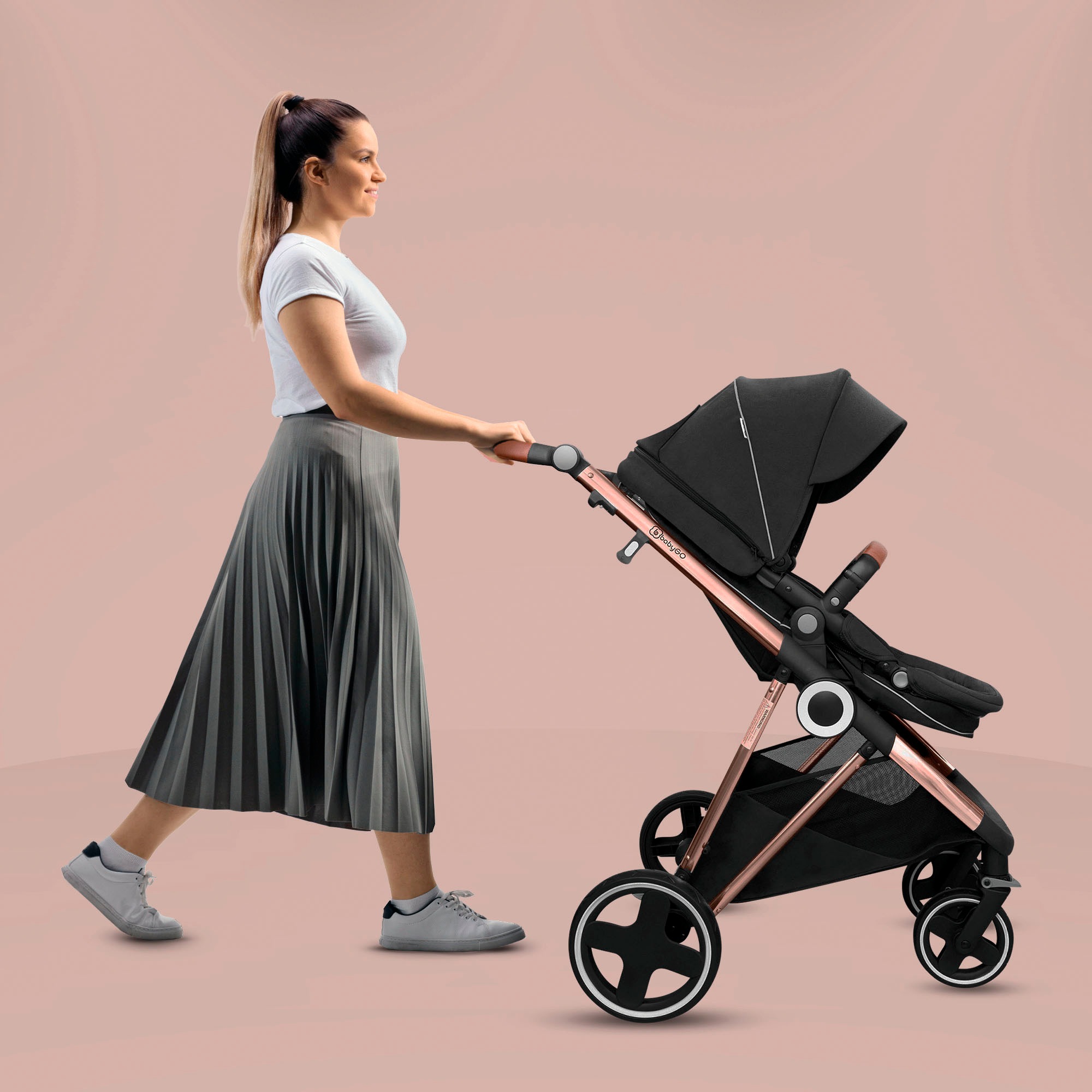 BabyGo Kombi-Kinderwagen »Halime 3in1« inklusive Babywanne, Babyschale, Regenhaube & Wickeltasche