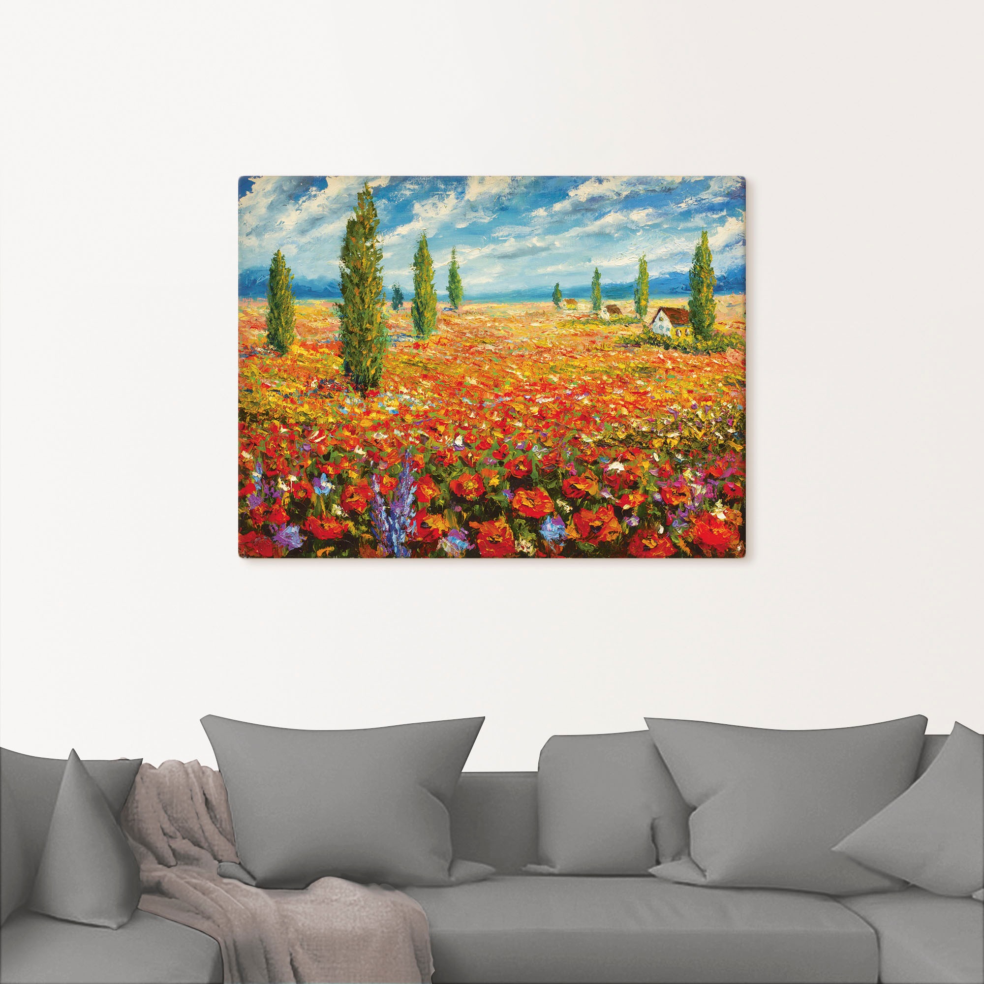 Artland Leinwandbild "Mohnblumenwiese" Blumenwiese 1 Stk. tlg. auf Keilrahm günstig online kaufen