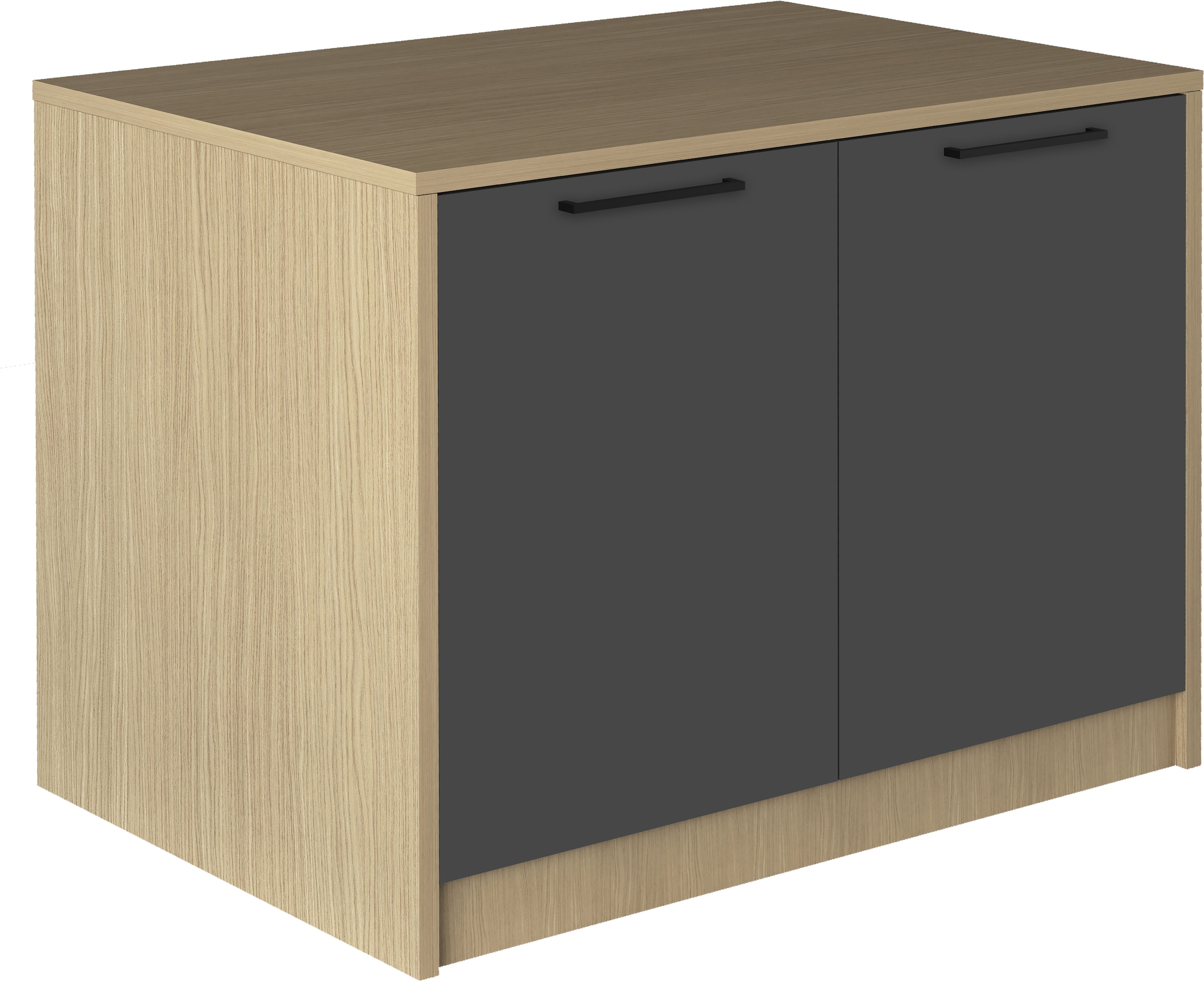 KOCHSTATION Kücheninsel "KS-Luna" Breite 115 cm, 2 Türen, 4 Innenfächer, 2 Essplätze, gedämpfte Türen