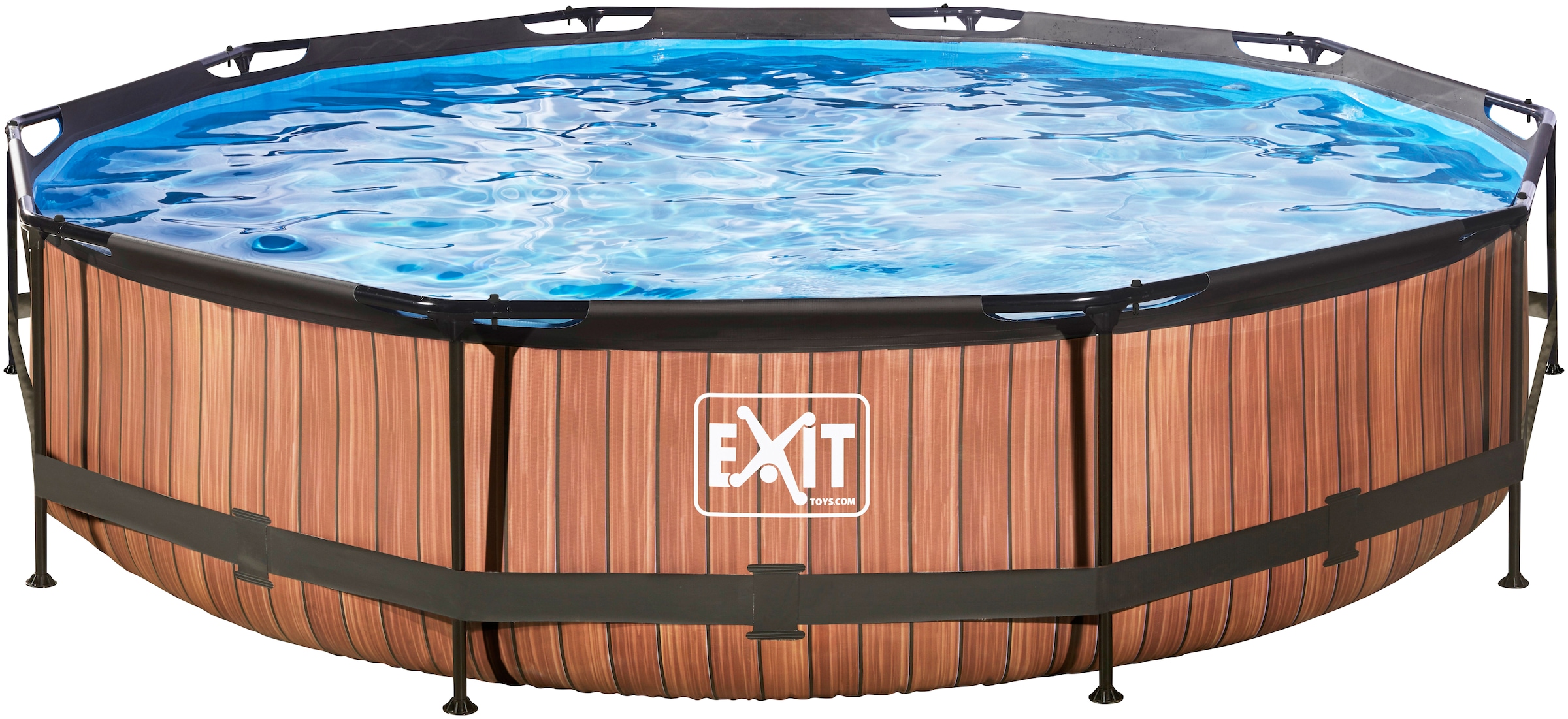 Exit Stahlrahmenpool-Set Wood Ø 360 cm x 76 cm Holzoptik Rund günstig online kaufen