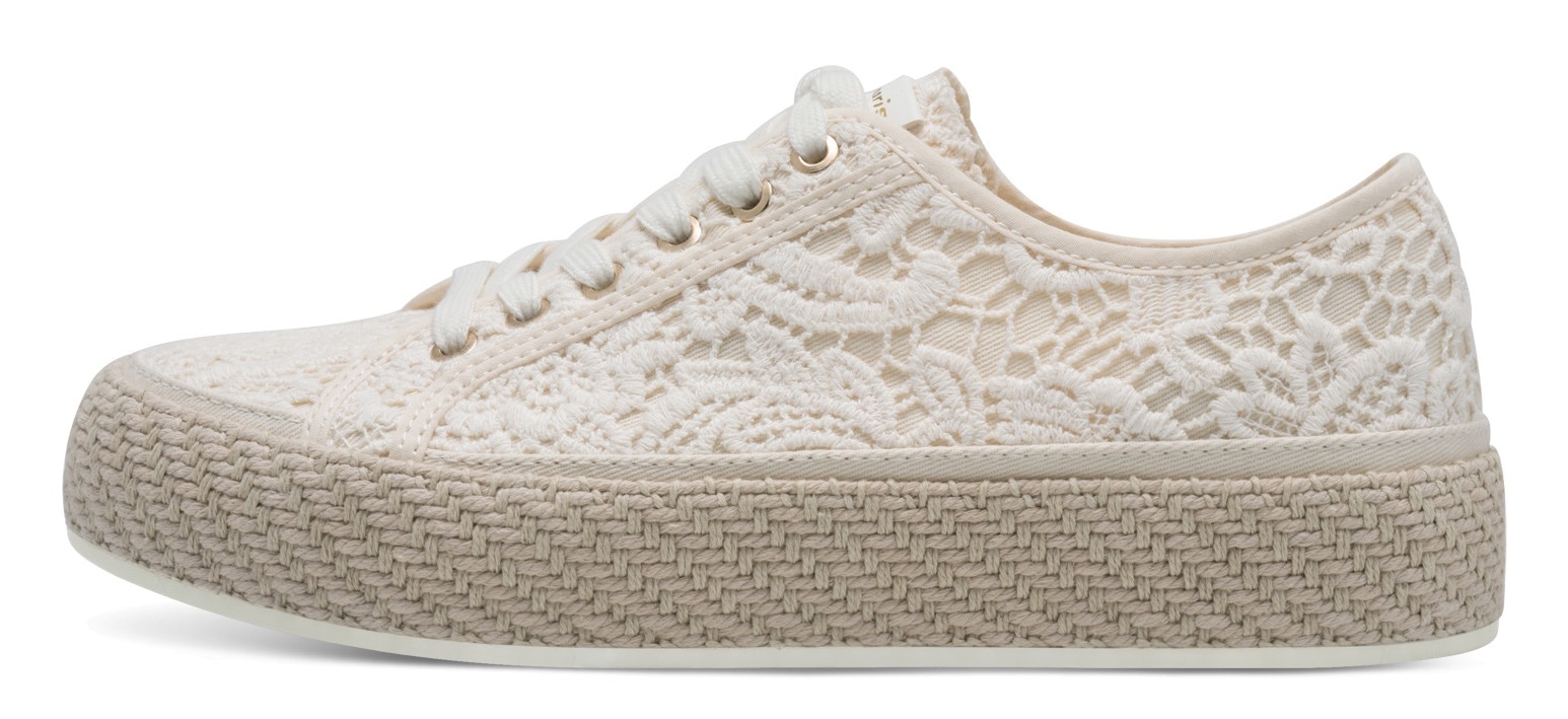 Tamaris Plateausneaker, Freizeitschuh, Halbschuh, Schnürschuh mit Häkelapplikation