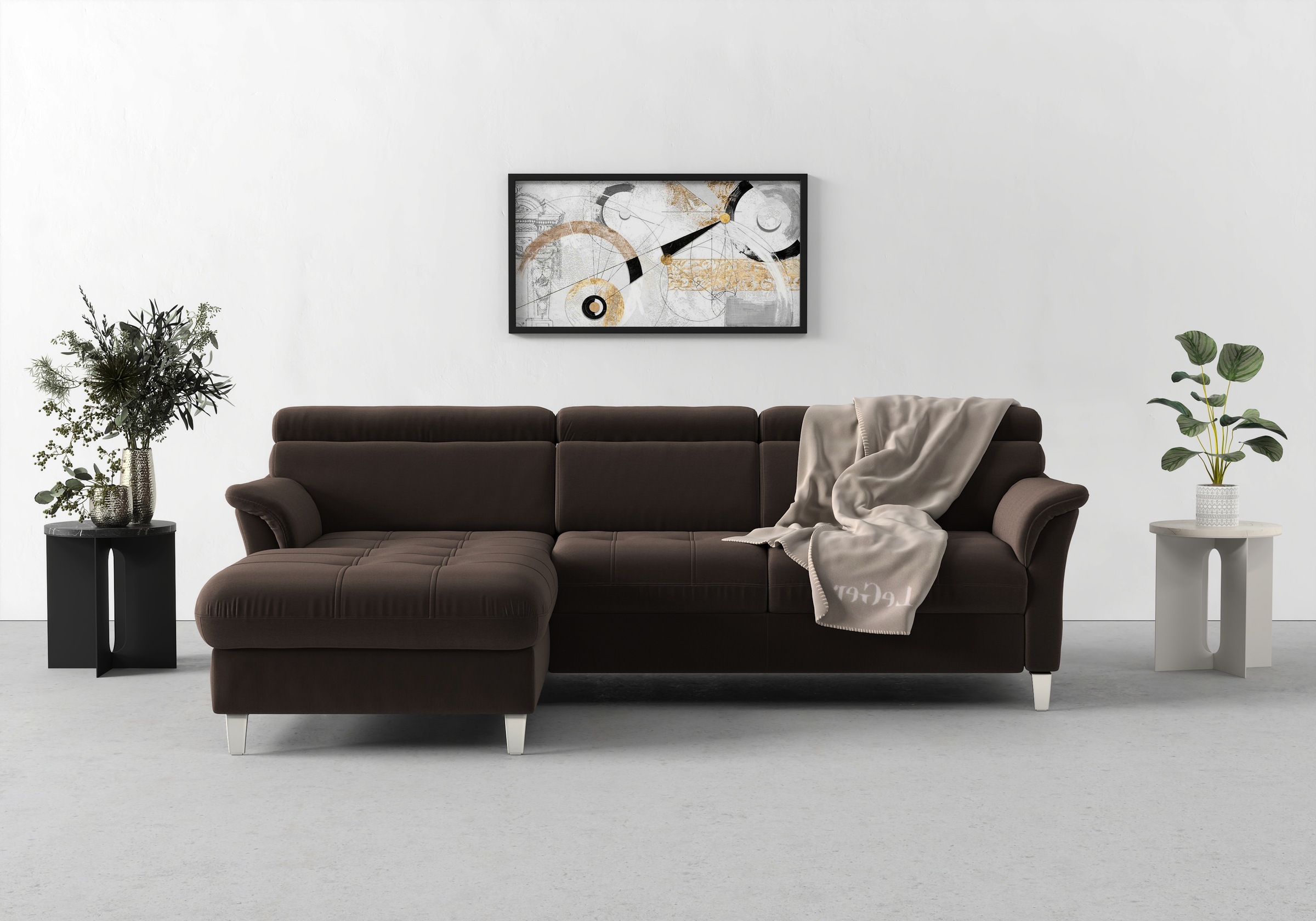 sit&more Ecksofa »Marano L-Form«, inklusive Kopfteilverstellung, wahlweise mit Bettfunktion, Bettkasten