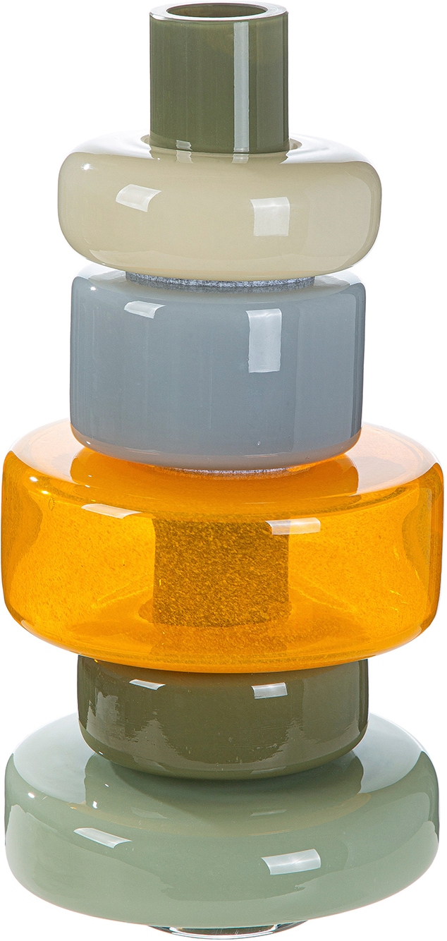GILDE Tischvase "Vase Stack mehrfarbig H. 34,5 cm" Dekovase, Glas, stapelbar, Blumenvase, platzsparend, modern