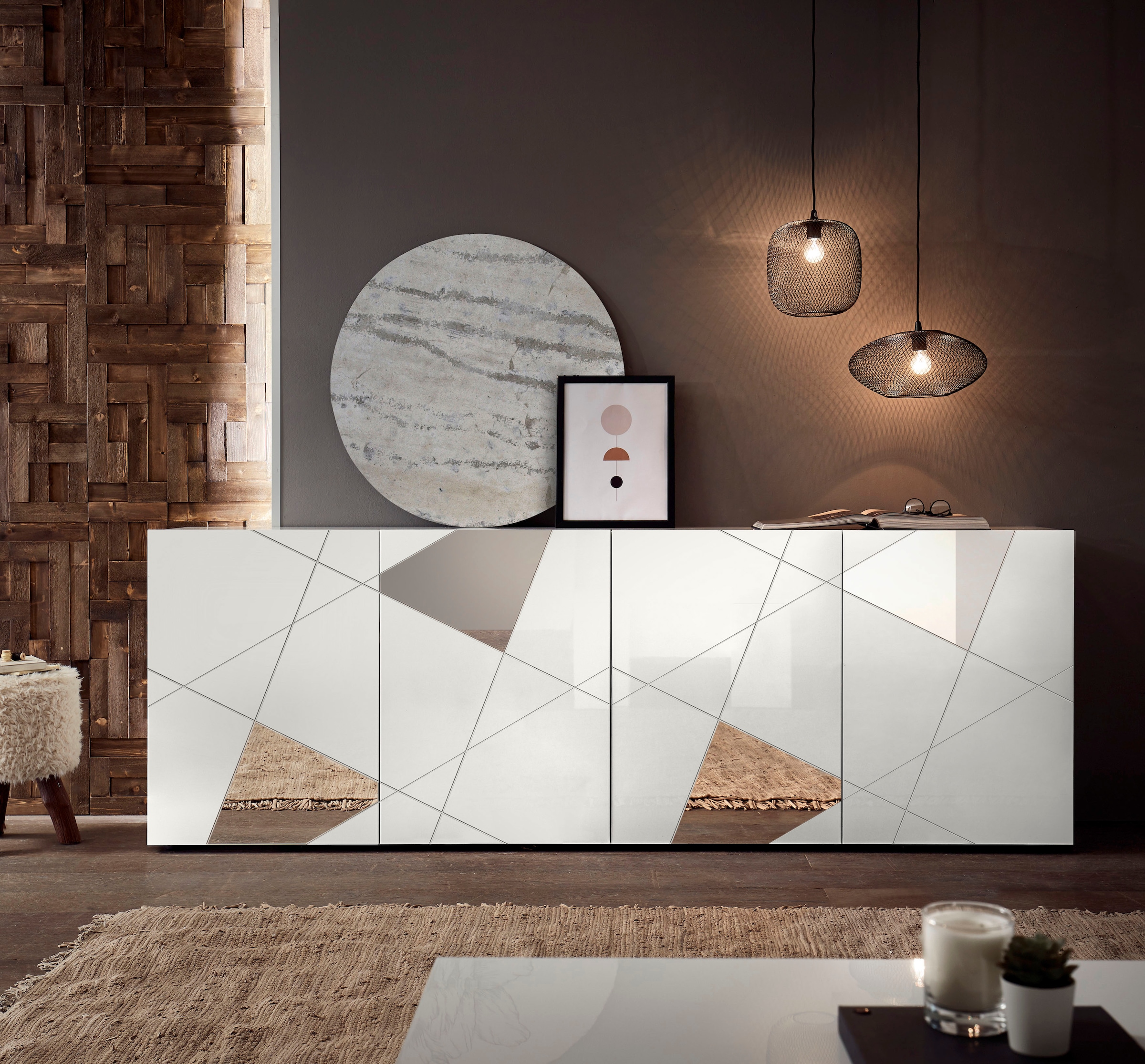 Home affaire Sideboard "Vittoria, Breite 241 cm, 4 Türen" Fronten mit Siebd günstig online kaufen