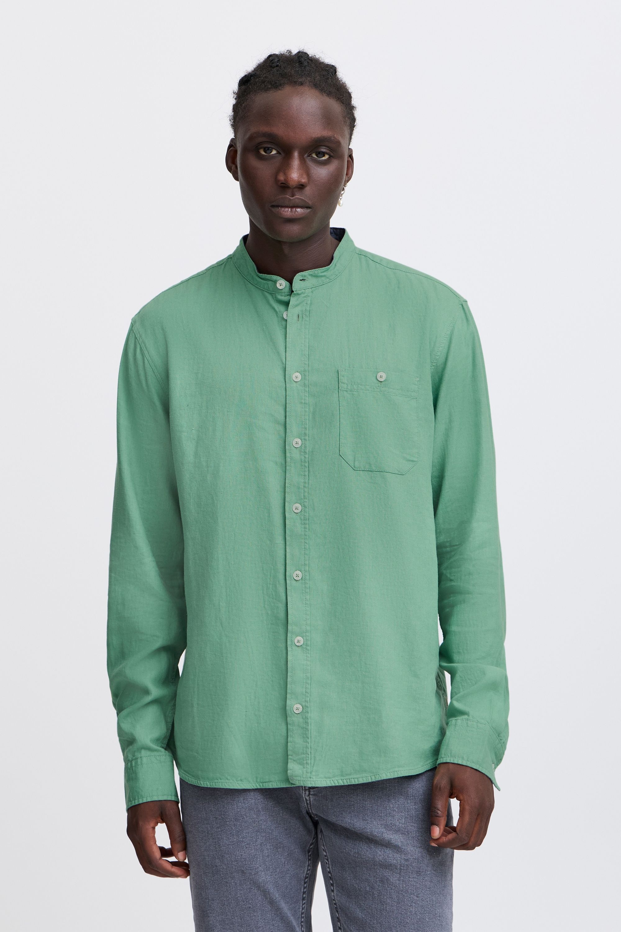 Blend Langarmhemd "BHBobby Shirt mandarin", Stilvolles Langarmhemd aus Lein günstig online kaufen