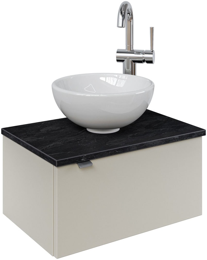 Saphir Waschtisch »Serie 6915 Waschschale mit Unterschrank für Gästebad, Gäste WC«, 51 cm mit Keramik-Aufsatzbecken und 1 Tür