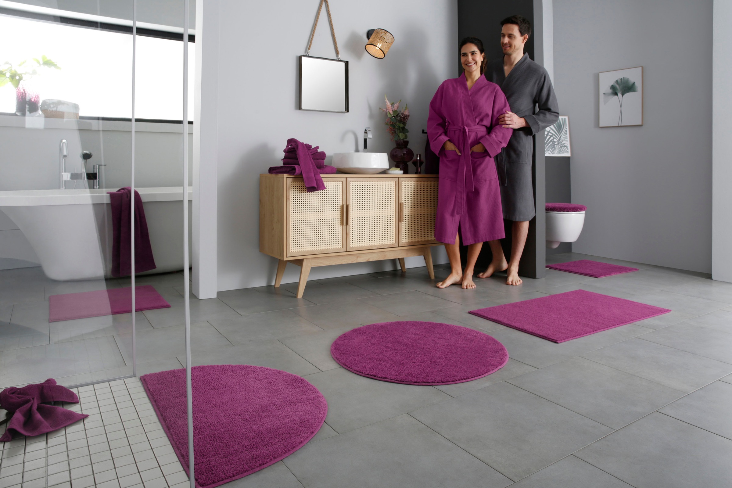 my home Badematte »Vanessa, Badvorleger, Badezimmer Teppich«, rutschhemmend beschichtet, schnell trocknend-fußbodenheizungsgeeignet-strapazierfähig, Badteppich, weiche Haptik, unifarben