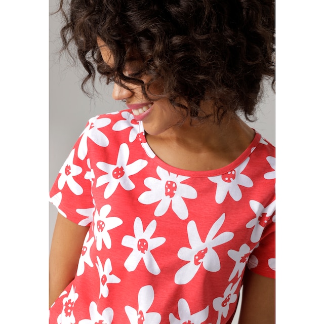 Aniston CASUAL T-Shirt, allover mit bunten Blüten bedruckt online bestellen  | BAUR