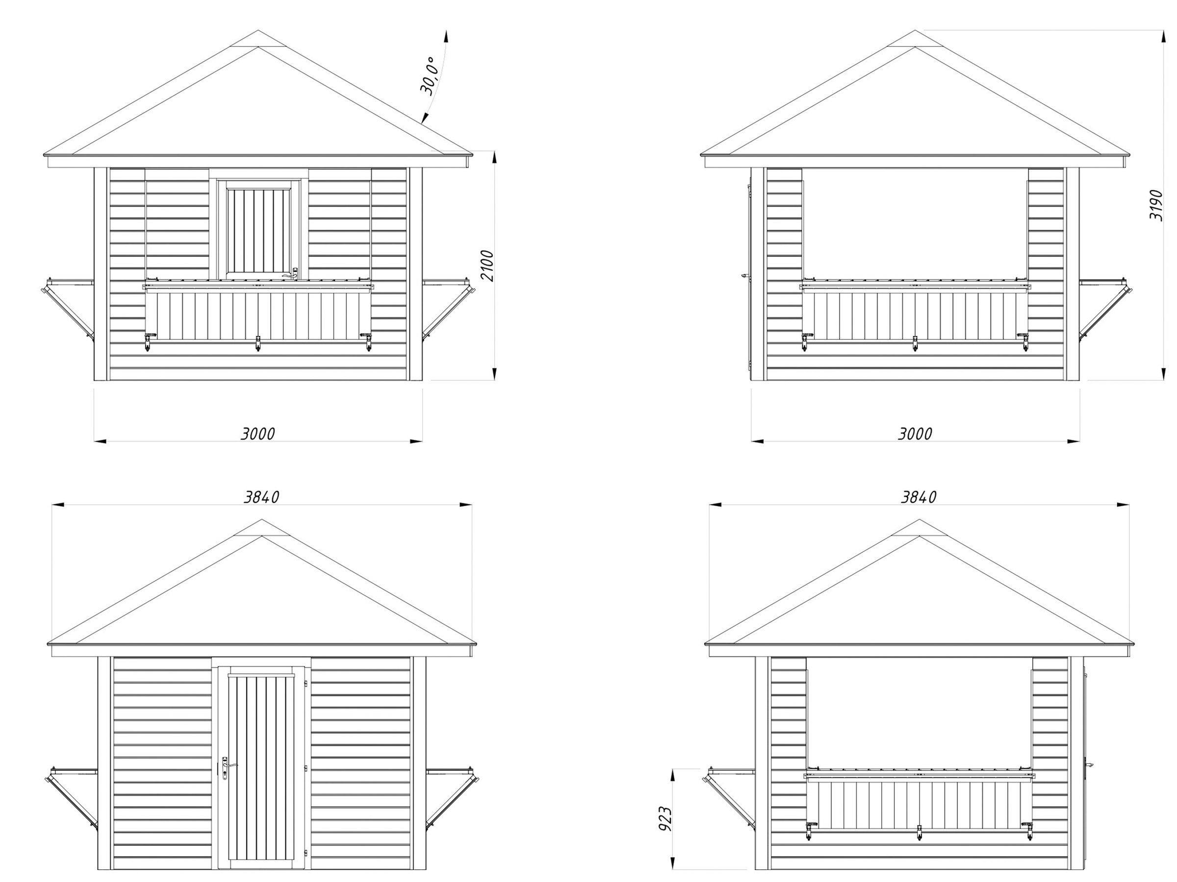 Palmako Holzpavillon »Bianca 8,3 m² Set 106« BxTxH: 384x384x319 cm