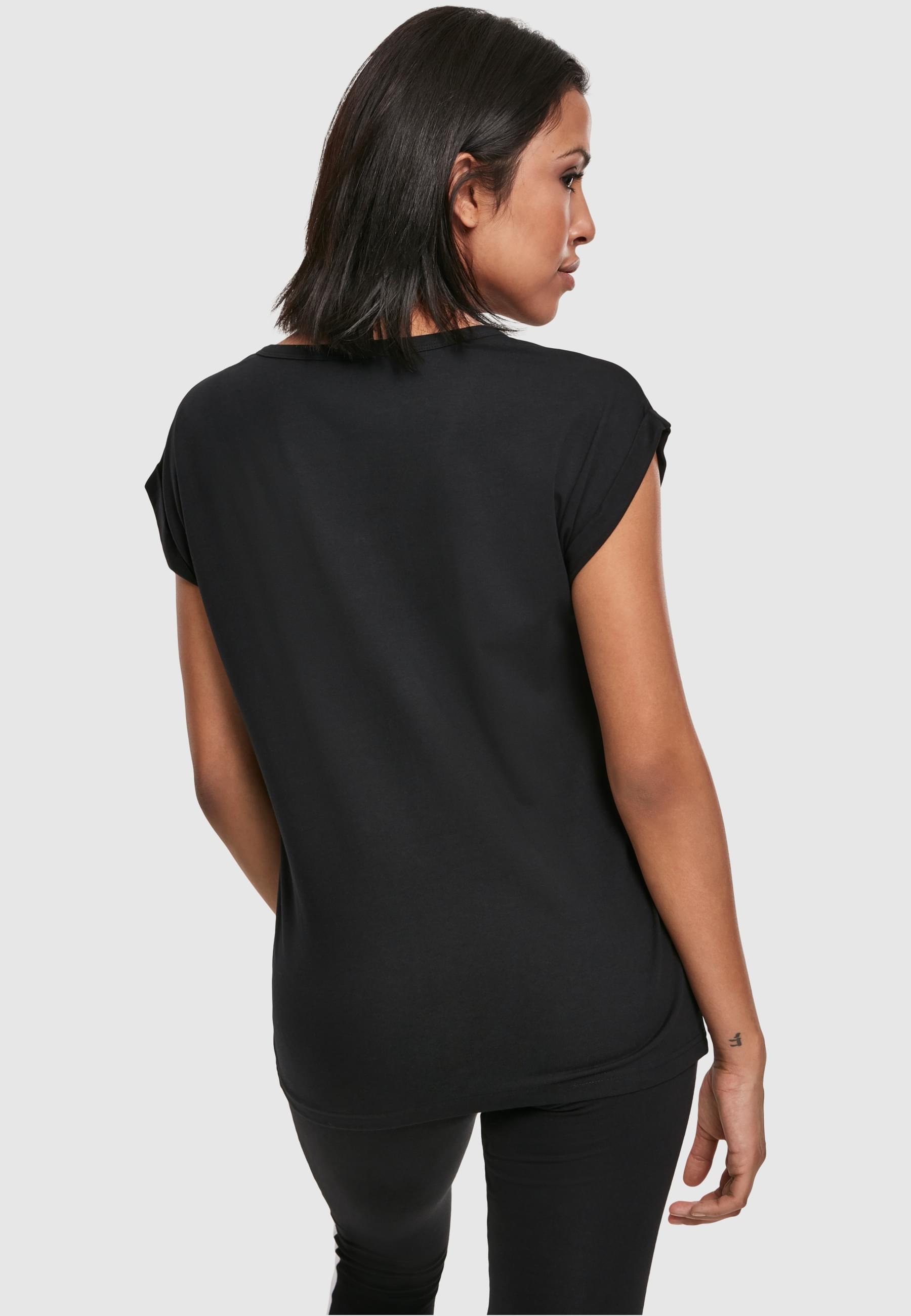 URBAN CLASSICS Kurzarmshirt »Urban Classics Damen Ladies Round V-Neck Extended Shoulder Tee«, (1 tlg.)
