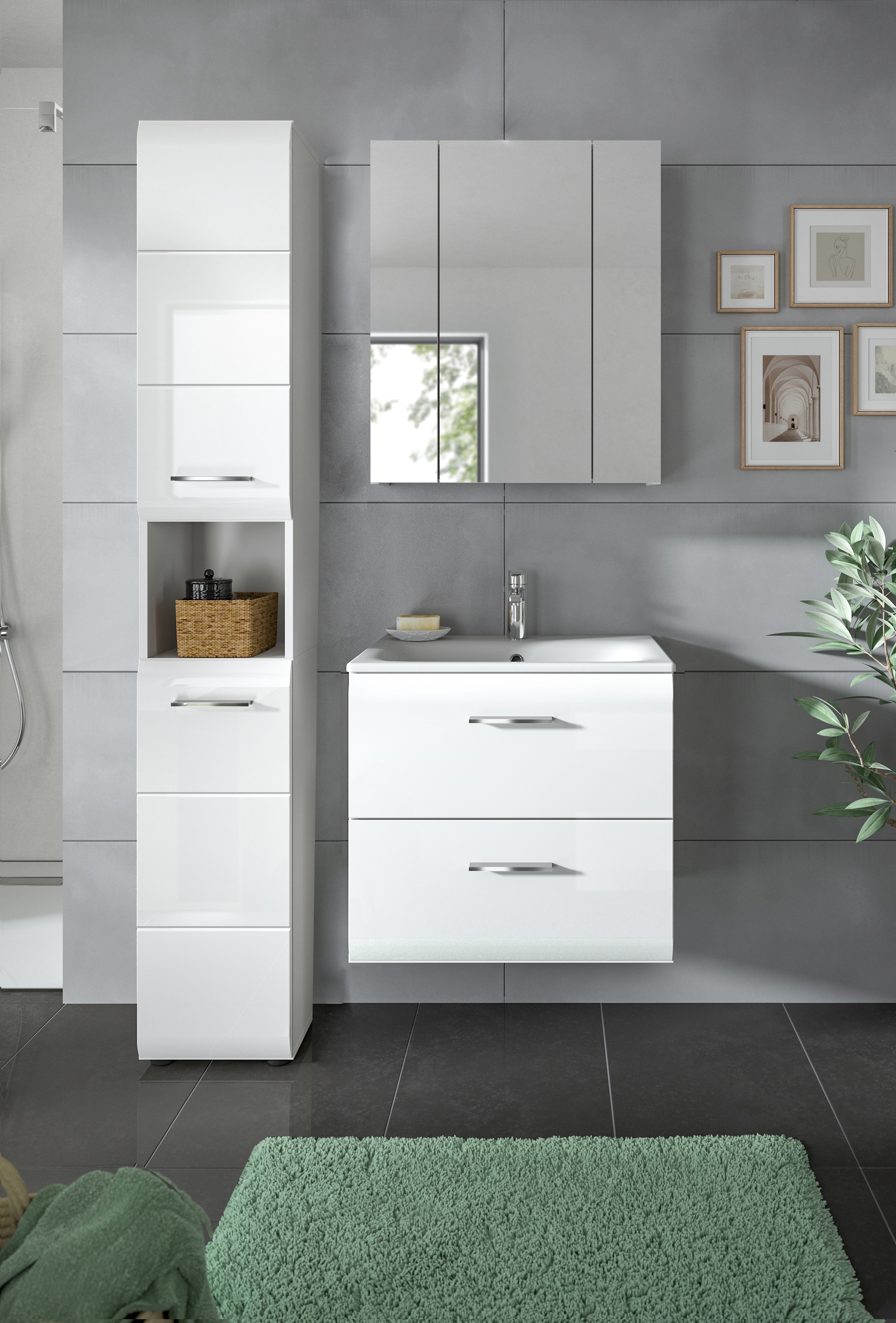 INOSIGN Badezimmer-Set, (Set, 4 St.), Florenz, Badkombination 4-tlg., Weiß günstig online kaufen