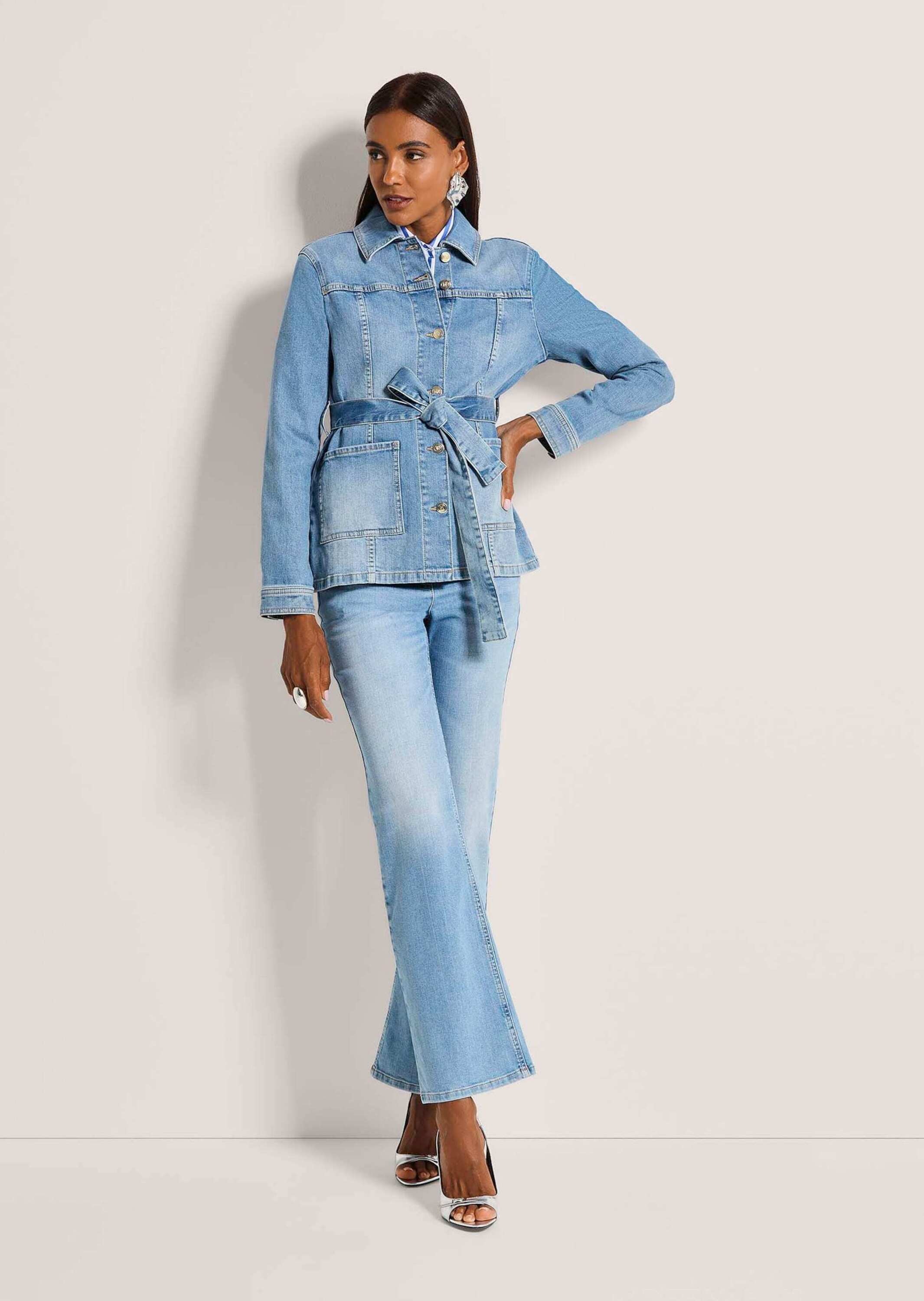 MADELEINE Kurzjacke "Jeansjacke Übergangsjacke im Safari-Look" Bindegürtel günstig online kaufen