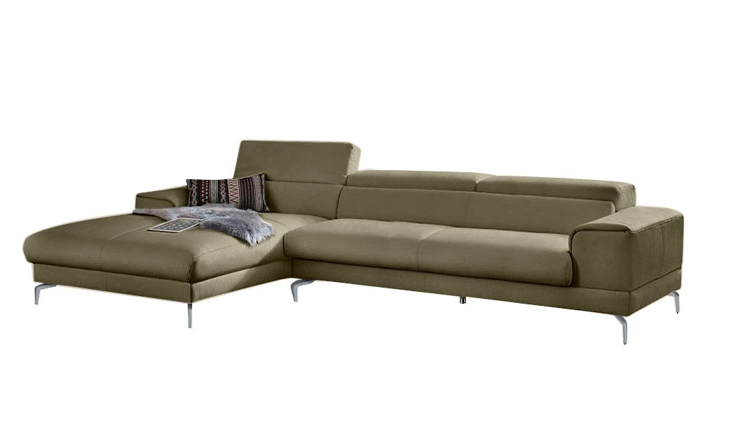 W.SCHILLIG Ecksofa »piedroo, Designsofa mit tollem Sitzkomfort, bequem und elegant, L-Form«, Kopfteilverstellung, wahlweise mit Sitztiefenverstellung, Breite 343cm