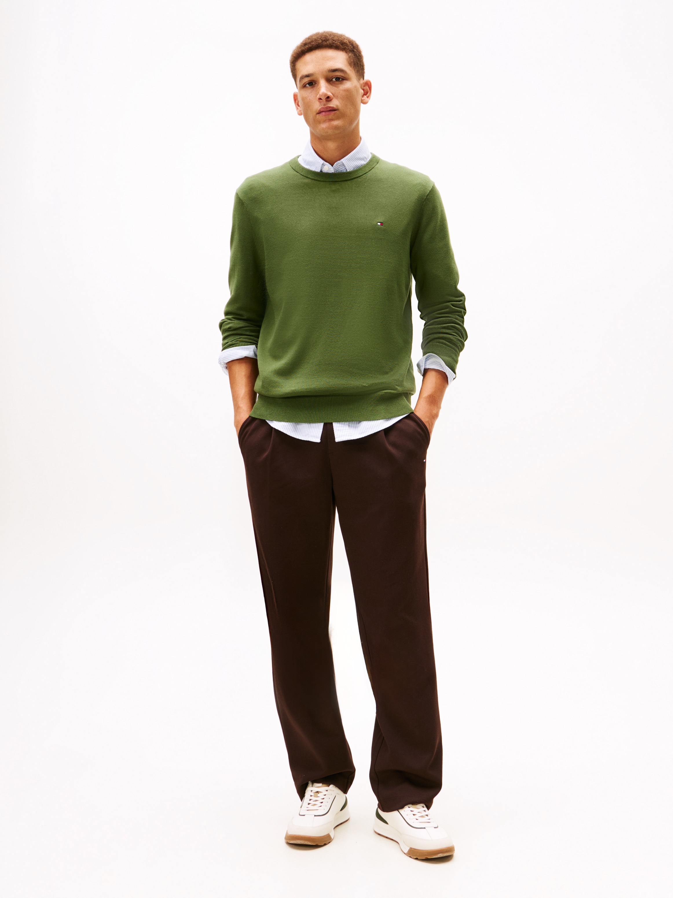 Tommy Hilfiger Rundhalspullover »ESSENTIAL COTTON« Crewneck Regular Fit Premium Mode