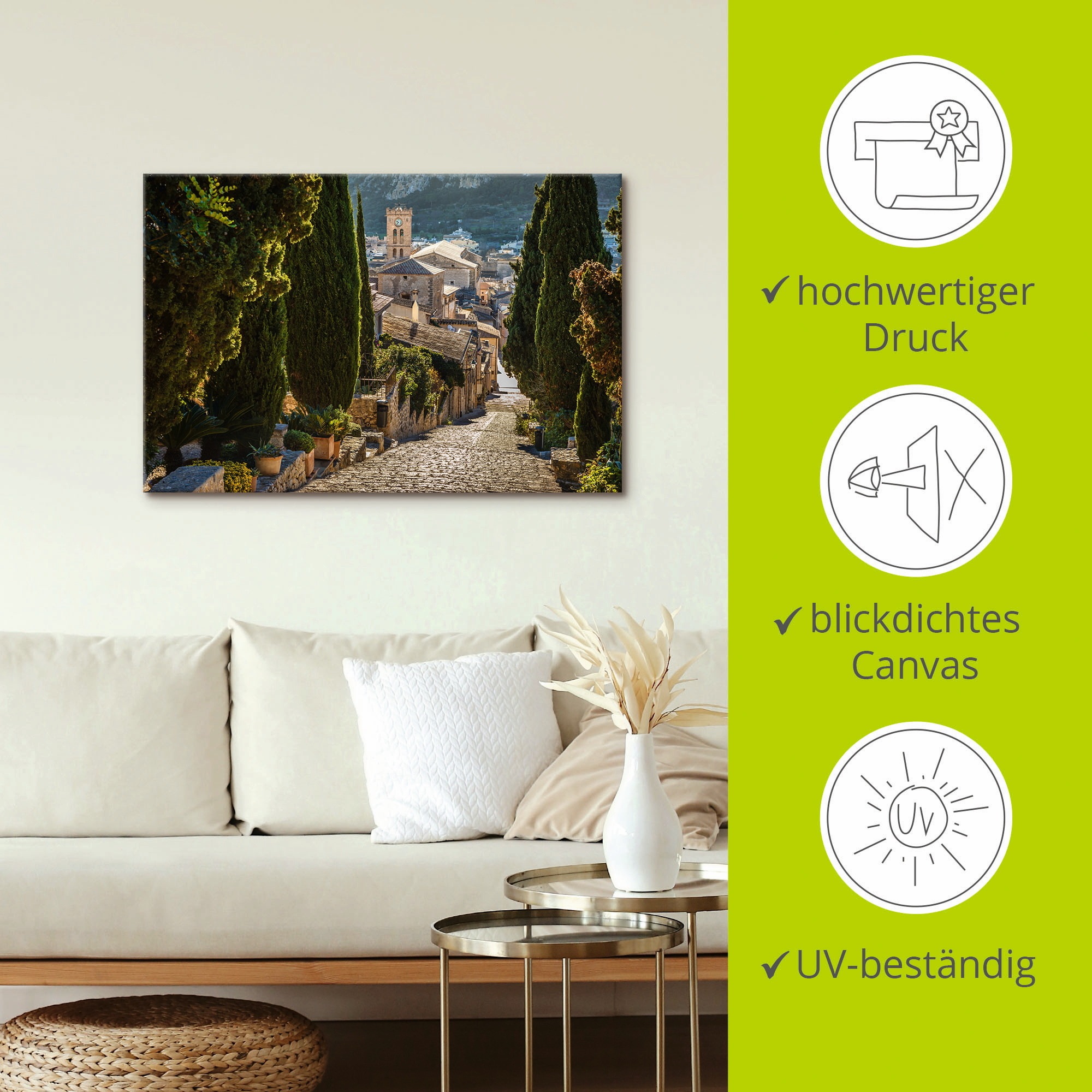 Artland Wandbild »Blick vom Kalvarienberg auf Pollenca«, Mallorca, (1 St.), als Alubild, Outdoorbild, Leinwandbild in verschied. Größen
