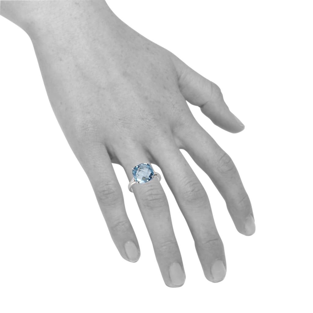 Zeeme Fingerring »Silber 925 rhodiniert mit Blautopas 12mm«