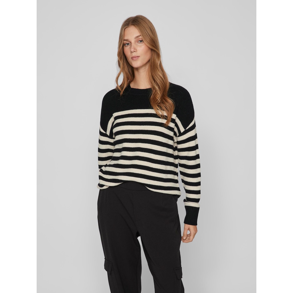 Vila Rundhalspullover »VIRIL RIB STRIPE L/S KNIT TOP - NOOS«