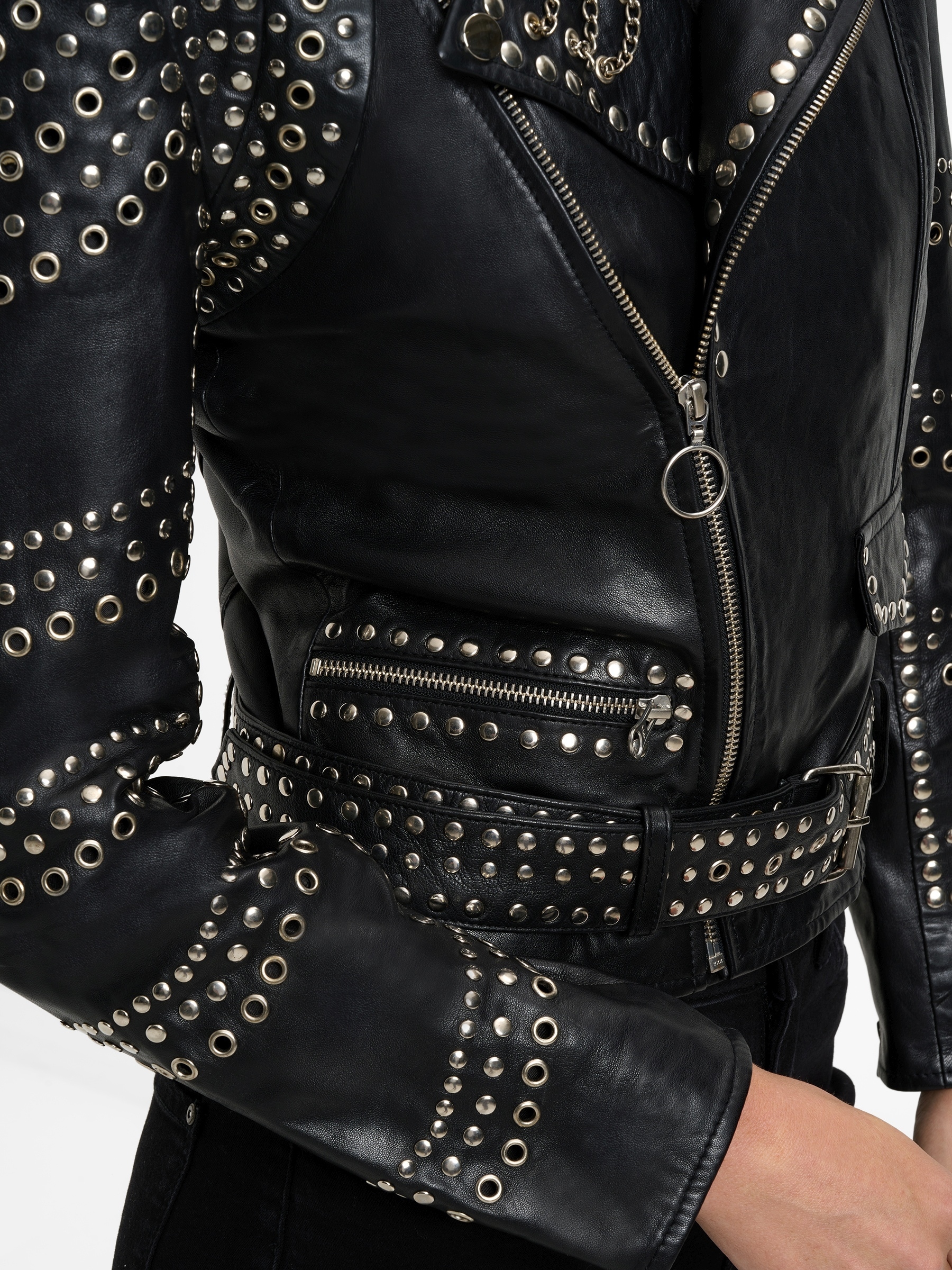 RICANO Bikerjacke »Lederjacke Selina« ohne Kapuze Handgefertigt aus echtem Leder