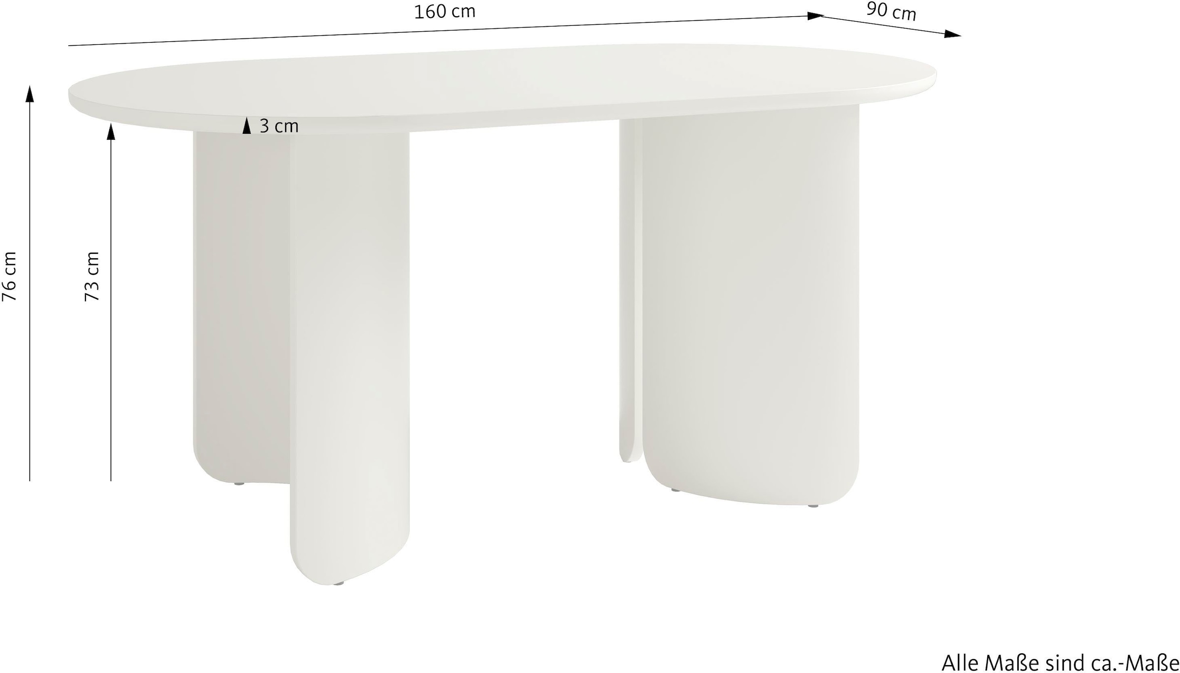 SCHÖNER WOHNEN-Kollektion Esstisch »GRIMSTAD« 1 Stk. tlg. in 160 cm oder 200 cm, mit variabel montierbarem Untergestell