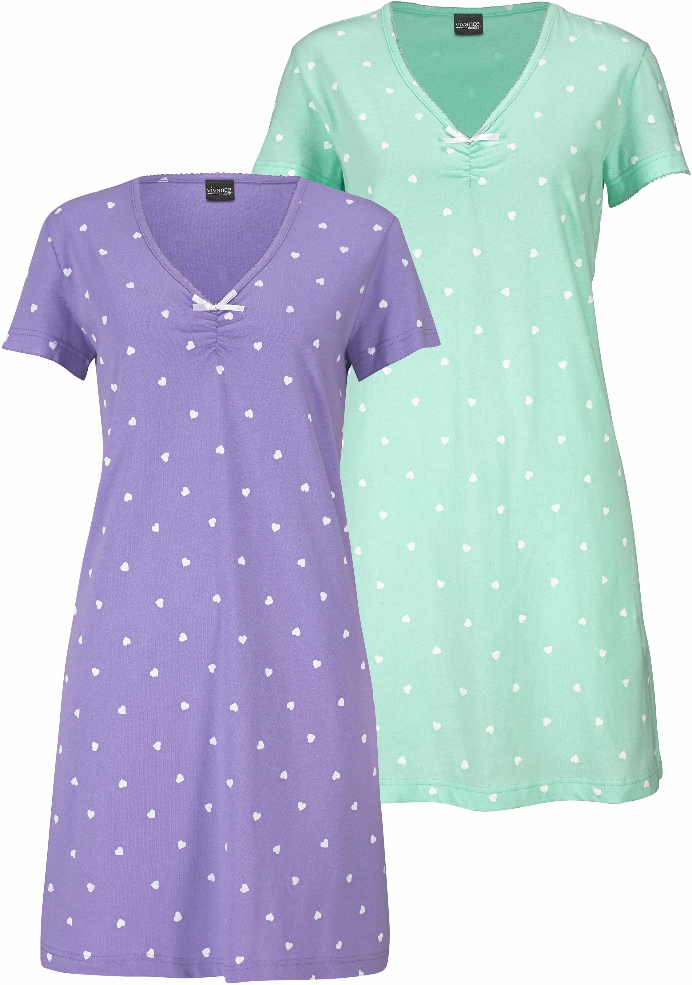 Vivance Dreams by Lascana Nachthemd Packung, mit Herzchenprint