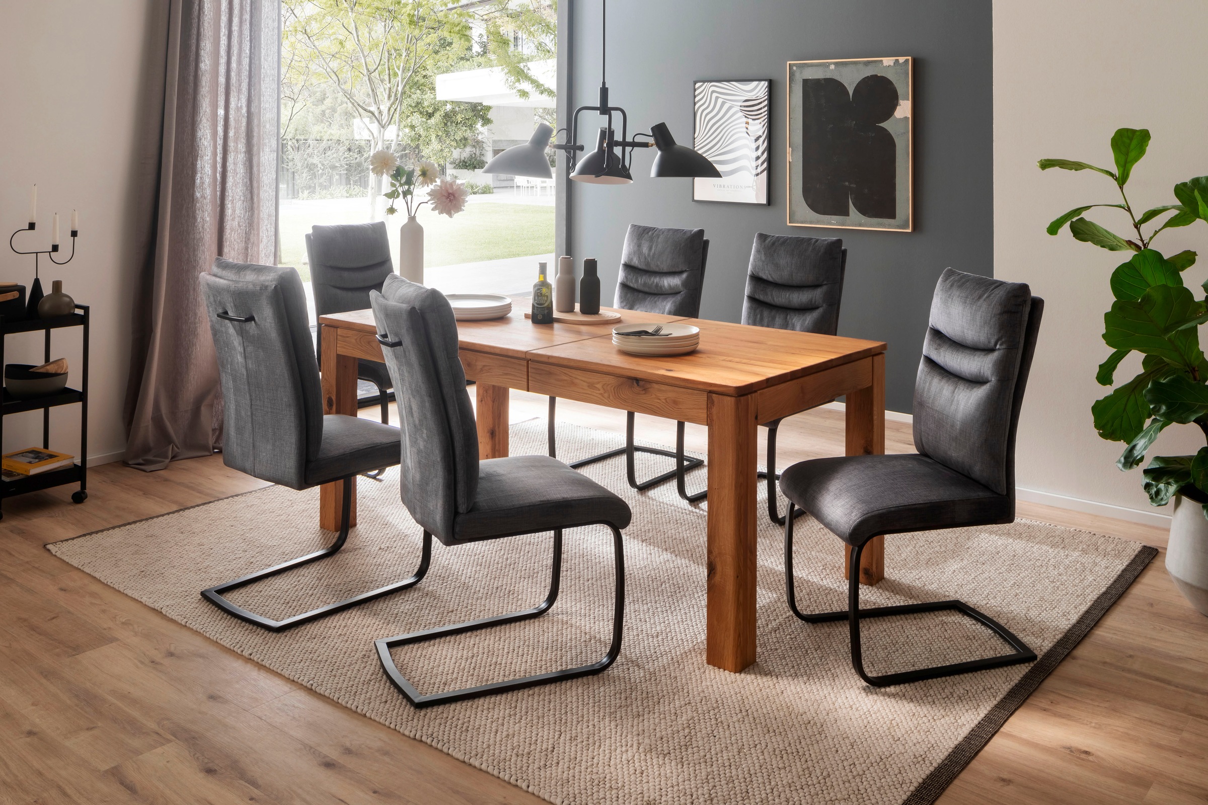 MCA furniture Freischwinger »Gibara Schwingstuhl 2er Set«, (Set), 2 St., Veloursstoff, Esszimmerstuhl,Nosag Federung im Sitz,Flachrohr,Belastbarkeit 140 kg
