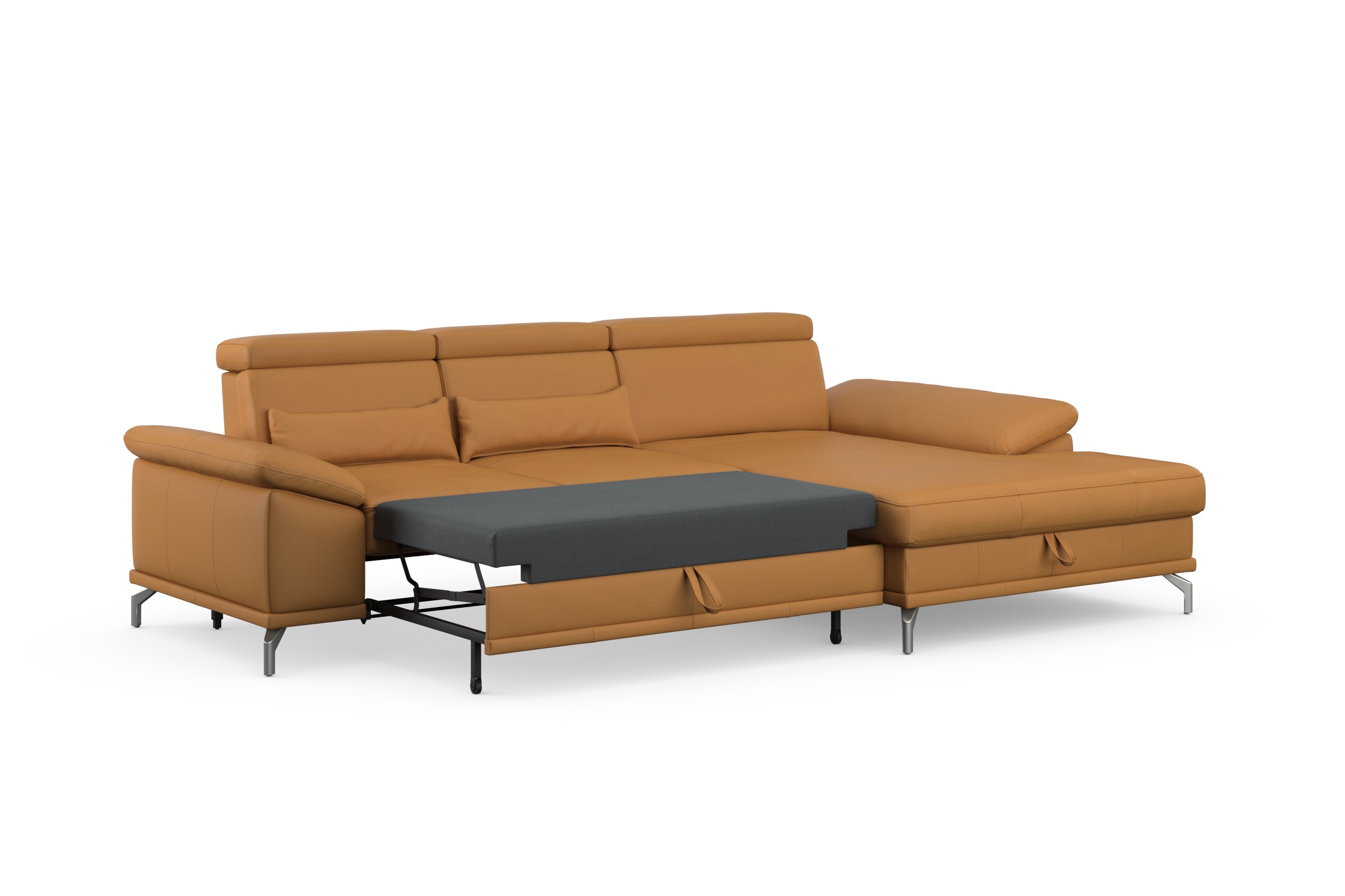 sit&more Ecksofa »Cabrio L-Form, mit Sitztiefenverstellung, Arm- und Kopfteilverstellung«, 2 Nierenkissen, Federkern, optional Bettfunktion und Stauraum