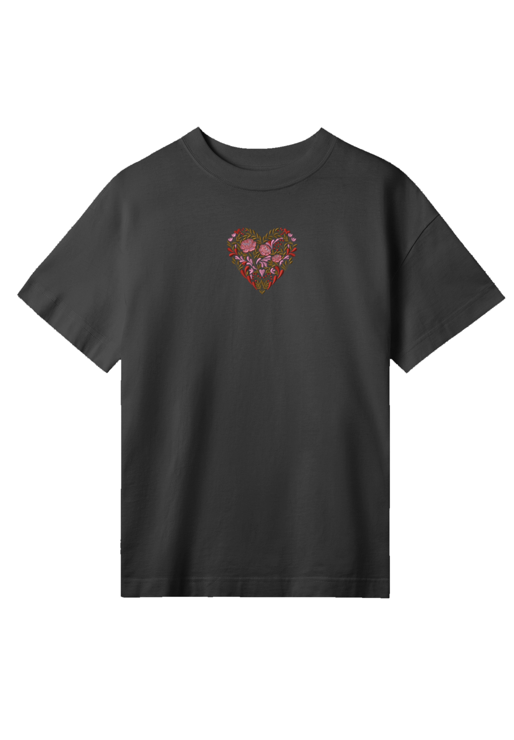 F4NT4STIC T-Shirt »Blumen Herz bestickt«, bestickt, Premium Qualität