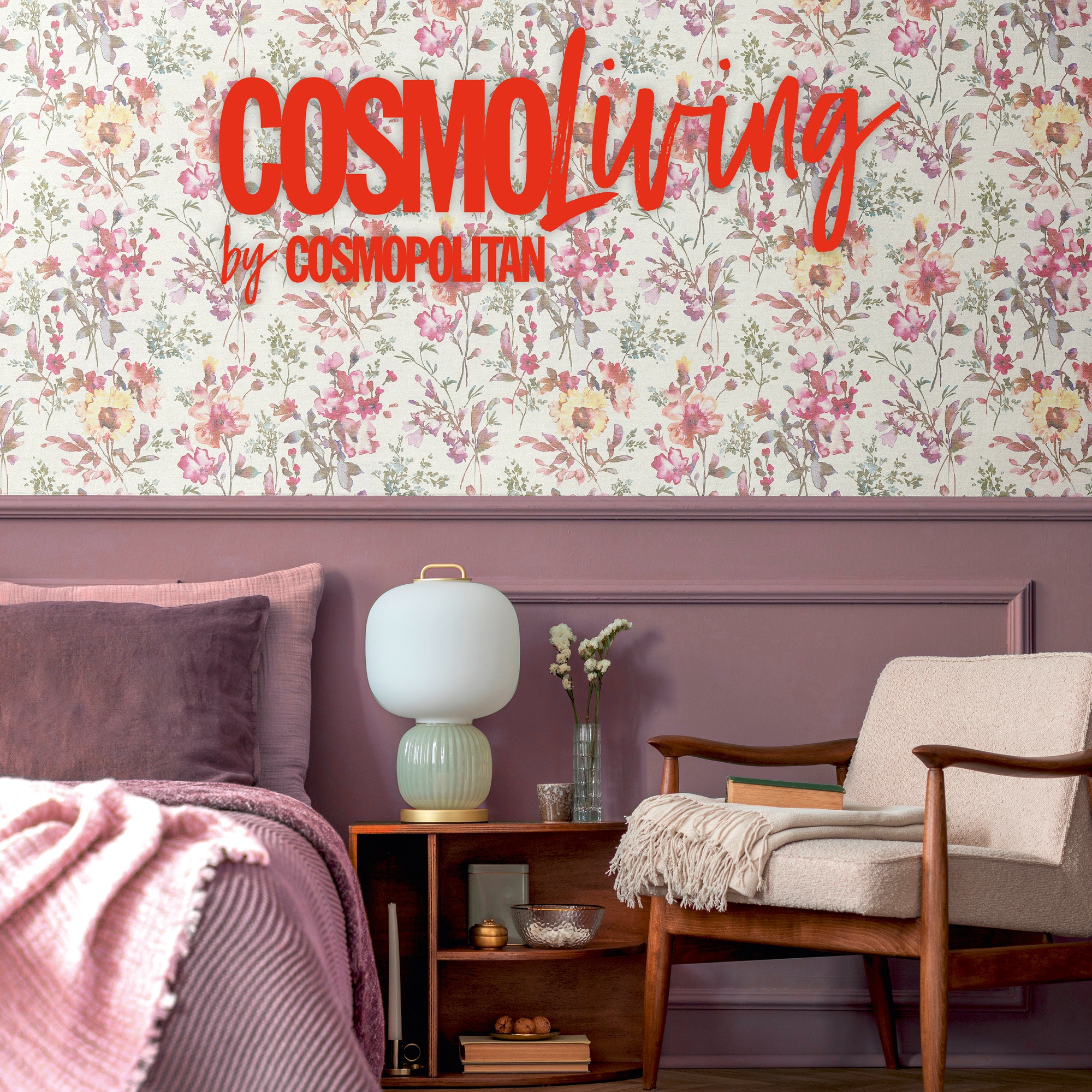 CosmoLiving by Cosmopolitan Vliestapete »Petal Poetry – Aquarell-Blumentapete« matt strukturiert Zarte Aquarellblüten für stilvolle Wohnräume