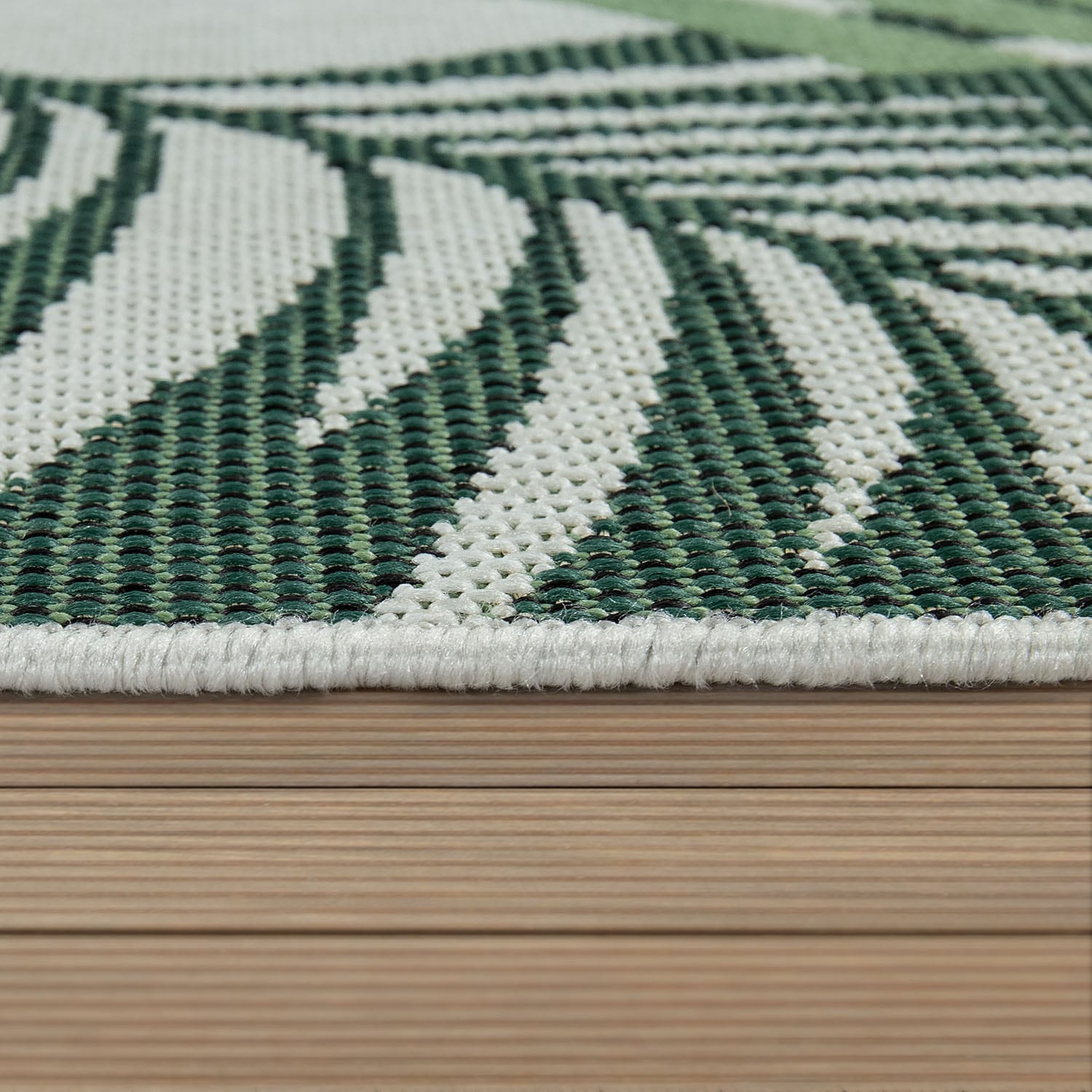 Paco Home Teppich »Ostende 534«, rund, Flachgewebe, Motiv Palmenblätter, In- und Outdoor geeignet, Wohnzimmer