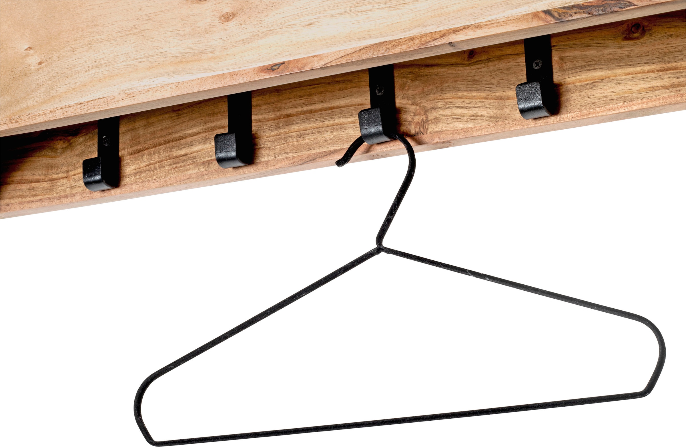 HAKU Wandgarderobe »Wandgarderobe« 1 Stk. tlg. rechteckig - aus Massivholz Braun - B/T/H 100/20/13 cm