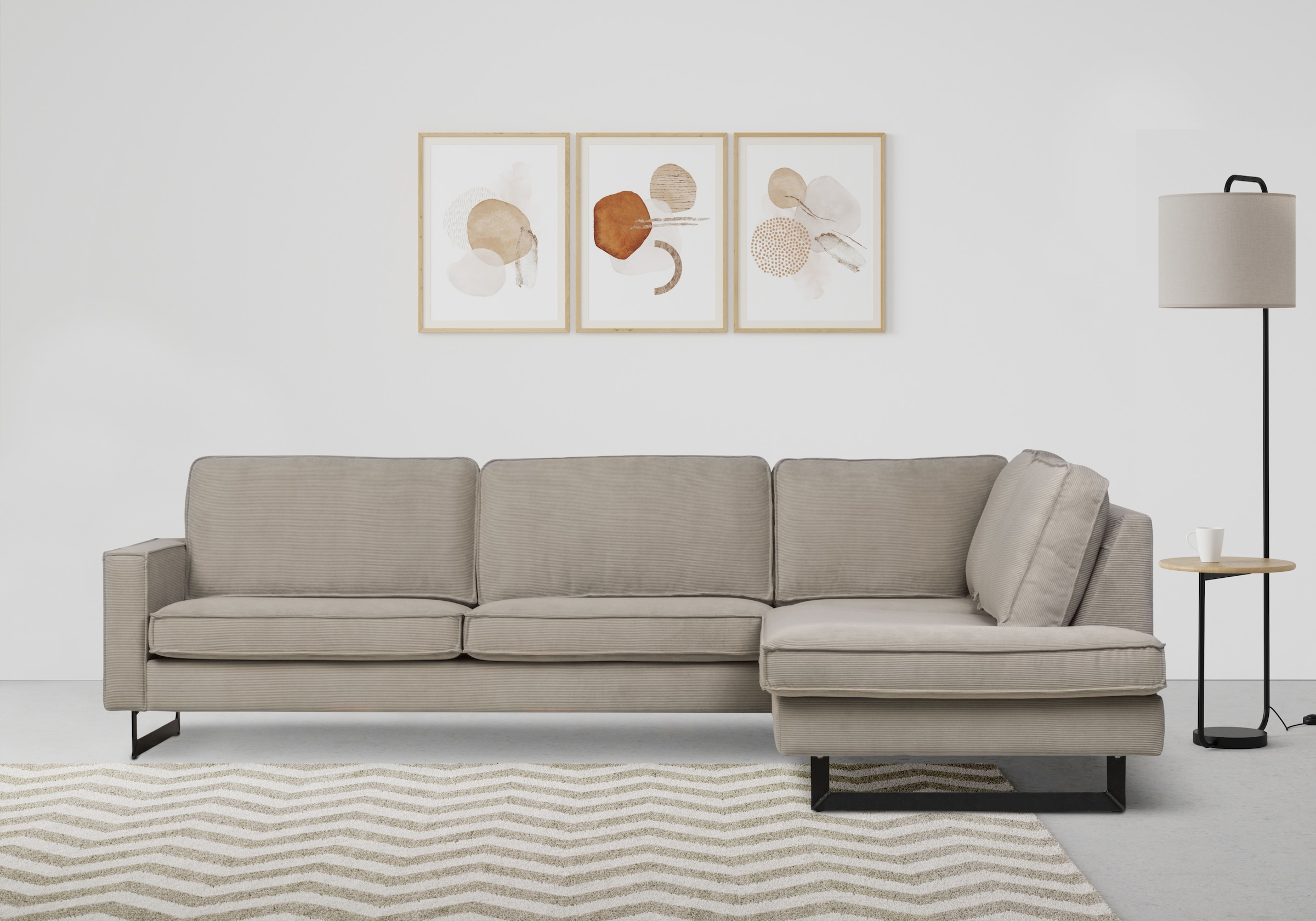 Places of Style Ecksofa "Pinto, 290 cm, Cord, Chenille, Lederoptik, Ottoman günstig online kaufen