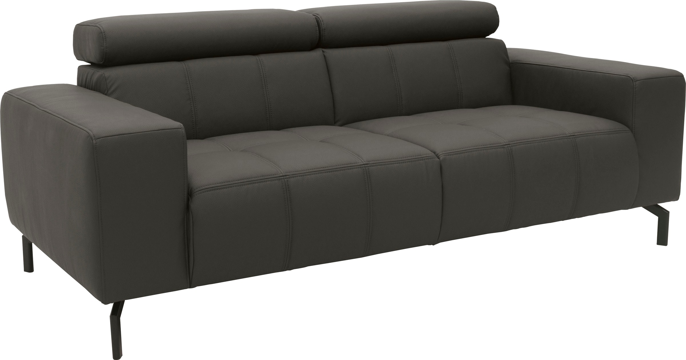 DOMO collection 2-Sitzer »Cunelli zeitlos und elegant, moderne Sitznähte als Designelement,«, wahlweise mit 6-fach verstellbaren Kopfteilen, fester Sitzkomfort